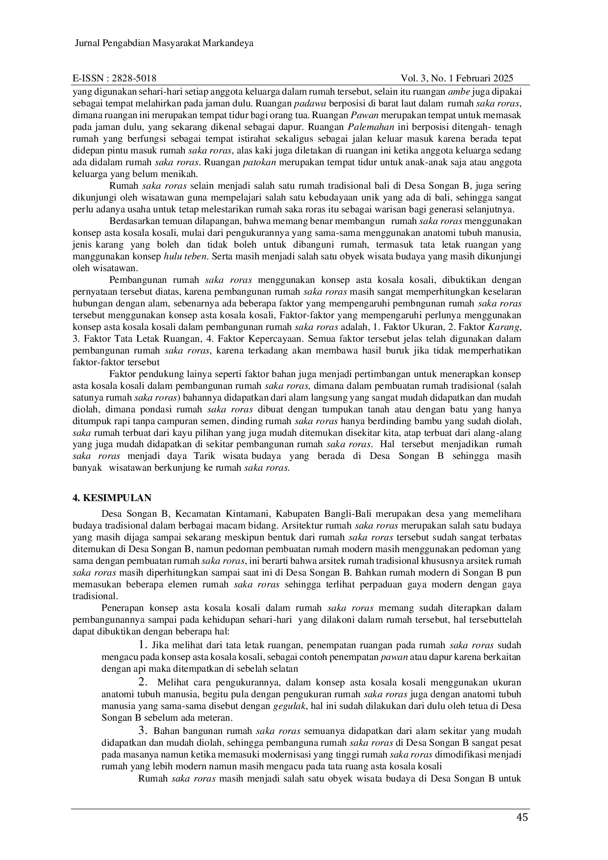 JURIS Penerapan Konsep Asta Kosala Kosali Dalam Rumah Saka Roras Sebagai Obyek Wisata Budaya