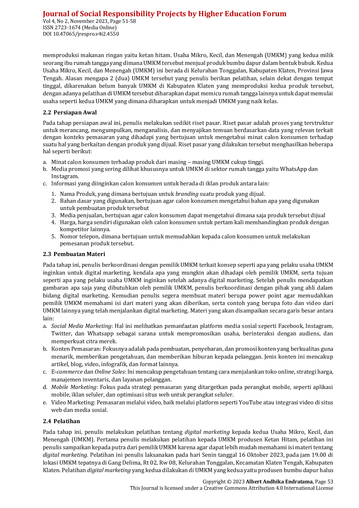 JURIS Pelatihan Digital Merketing pada UMKM Rintisan di Sektor Industri Rumah Tangga