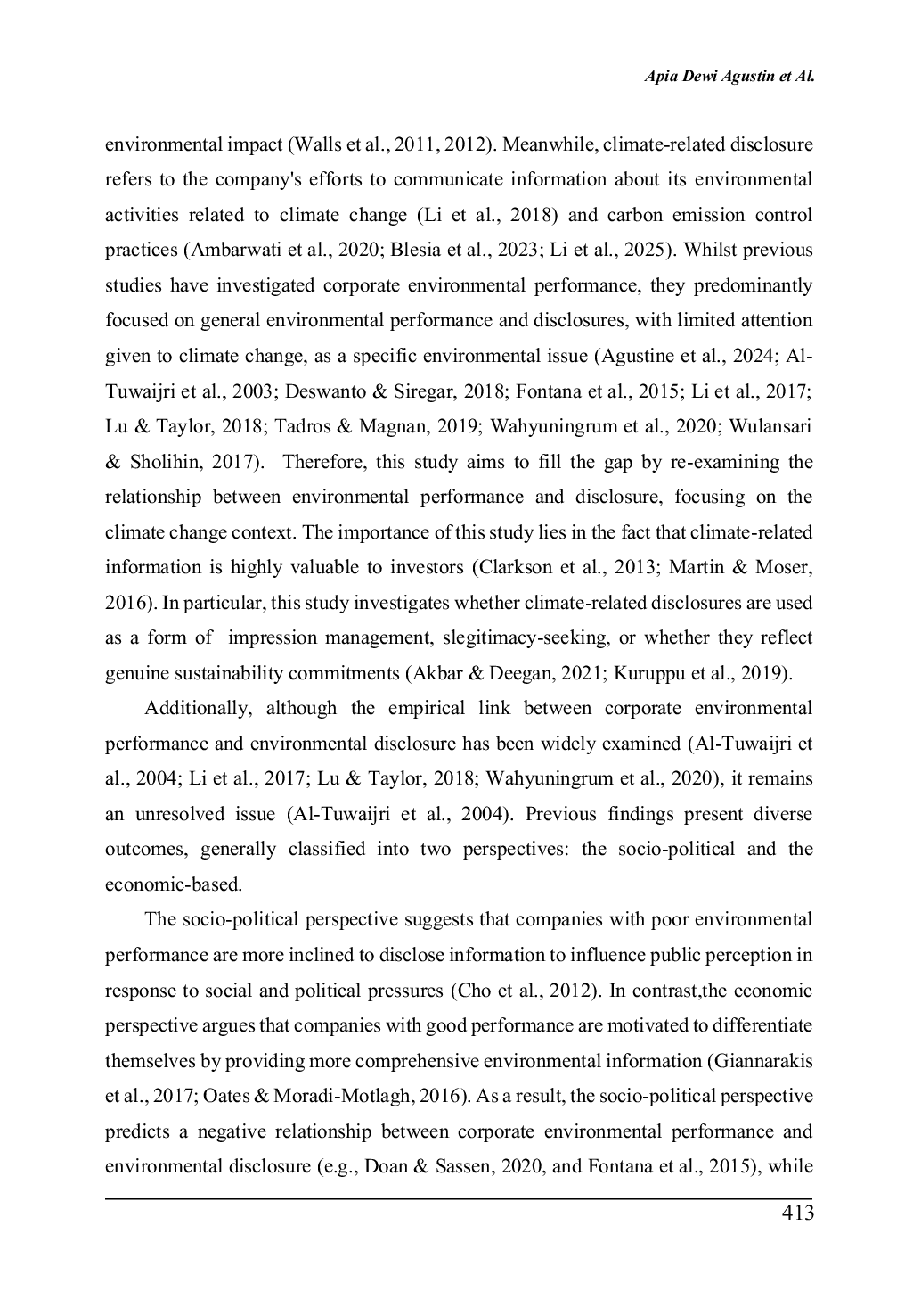 JURIS Good for the Wallet Good for the Planet Do Environmental and Financial Performance Lead to Climate related Disclosure of Asia Pacific Companies