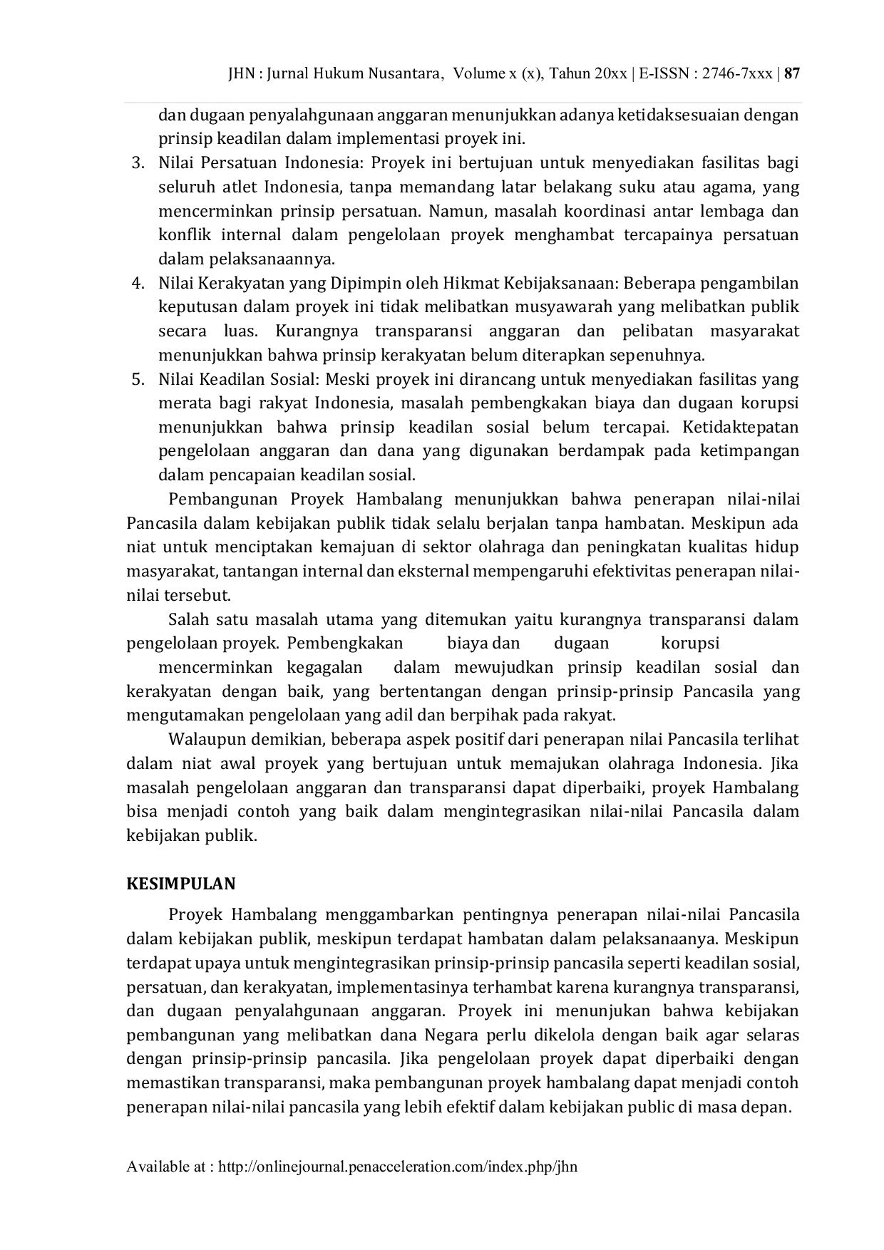 JURIS Integrasi Nilai Nilai Pancasila dalam Kebijakan Publik Analisis Studi Kasus Pembangunan Proyek Hambalang 2010 2020