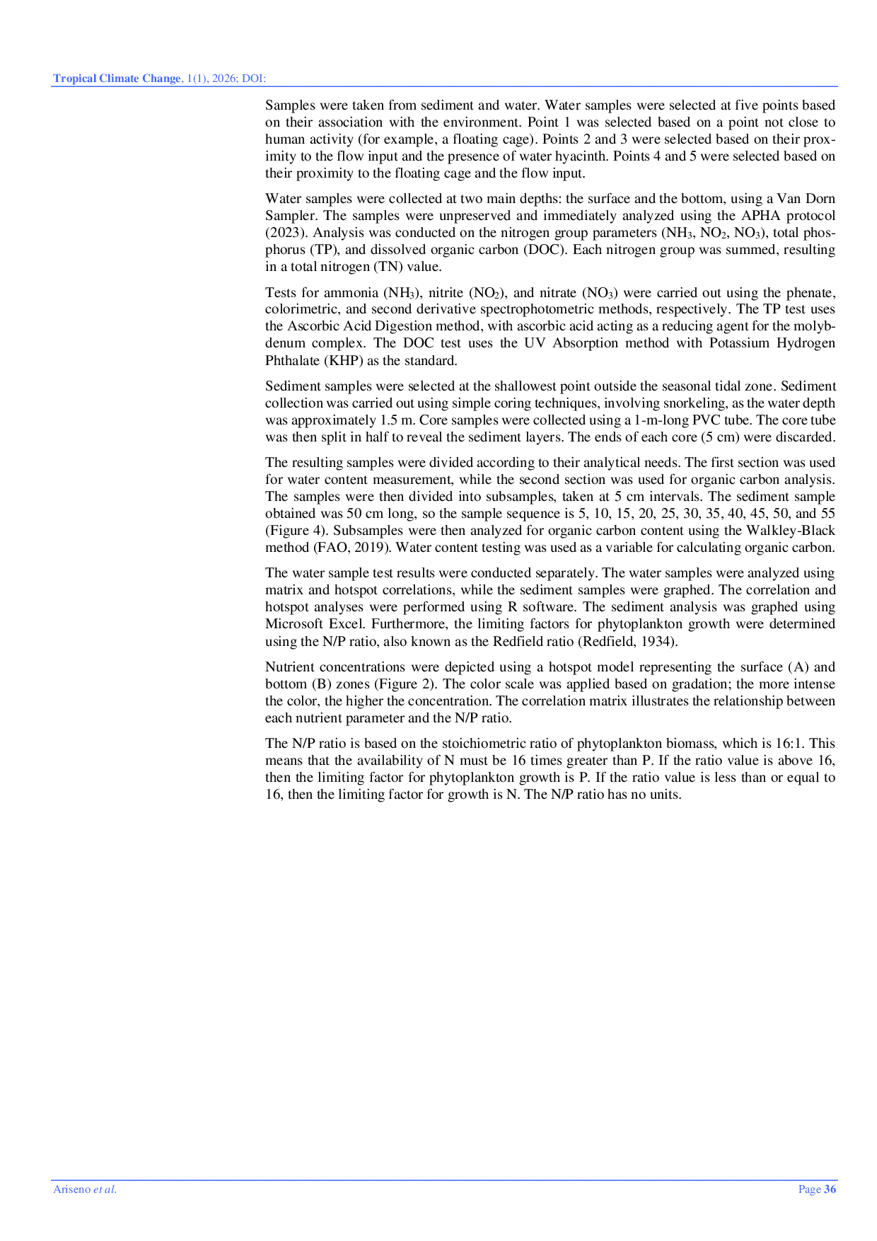 JURIS Vertical and Horizontal Distribution of Aquatic Nutrient Concentrations and Sedimentary Organic Carbon in Rawa Pening Lake Indonesia