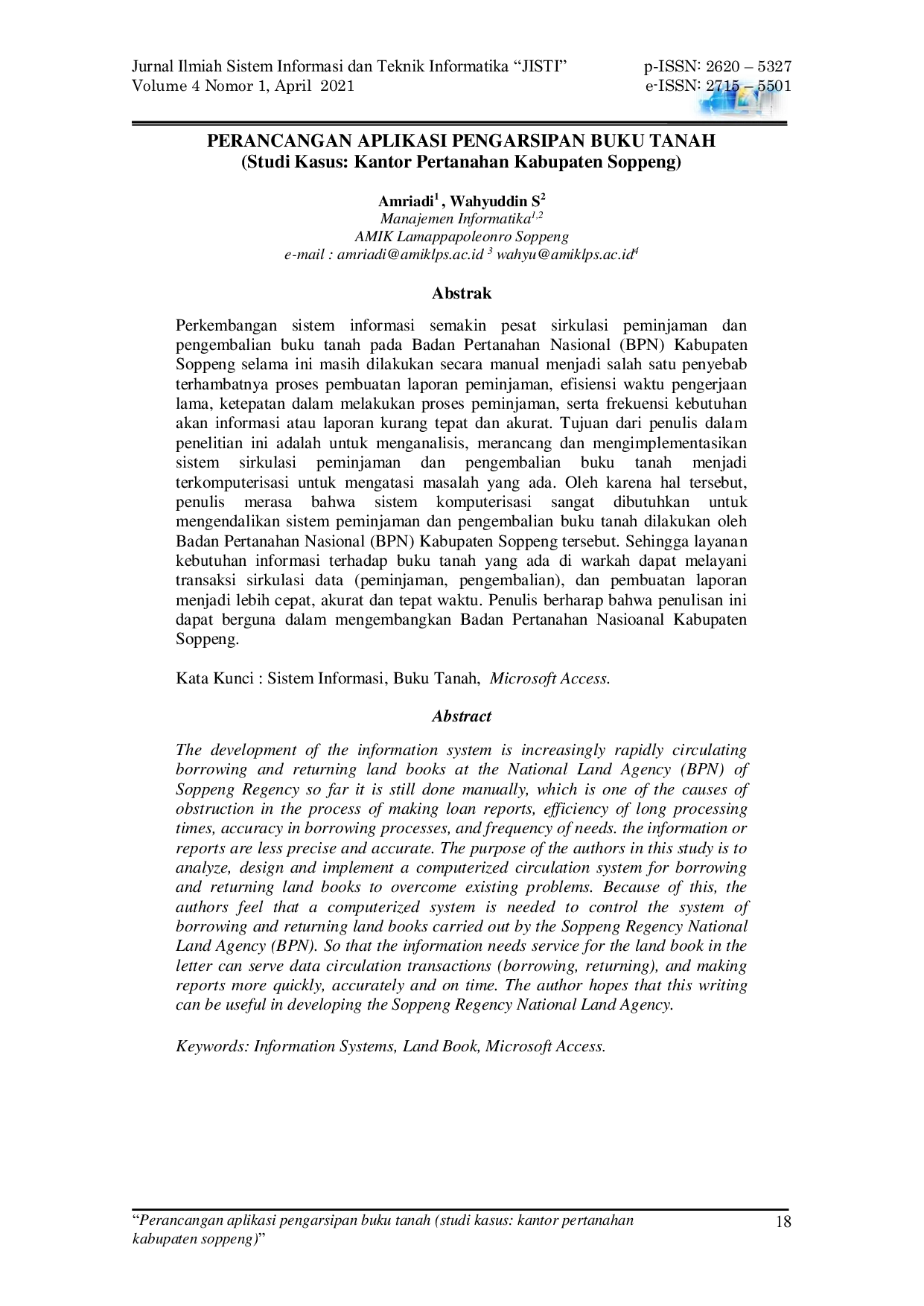 JURIS Perancangan aplikasi pengarsipan buku tanah studi kasus kantor pertanahan kabupaten soppeng