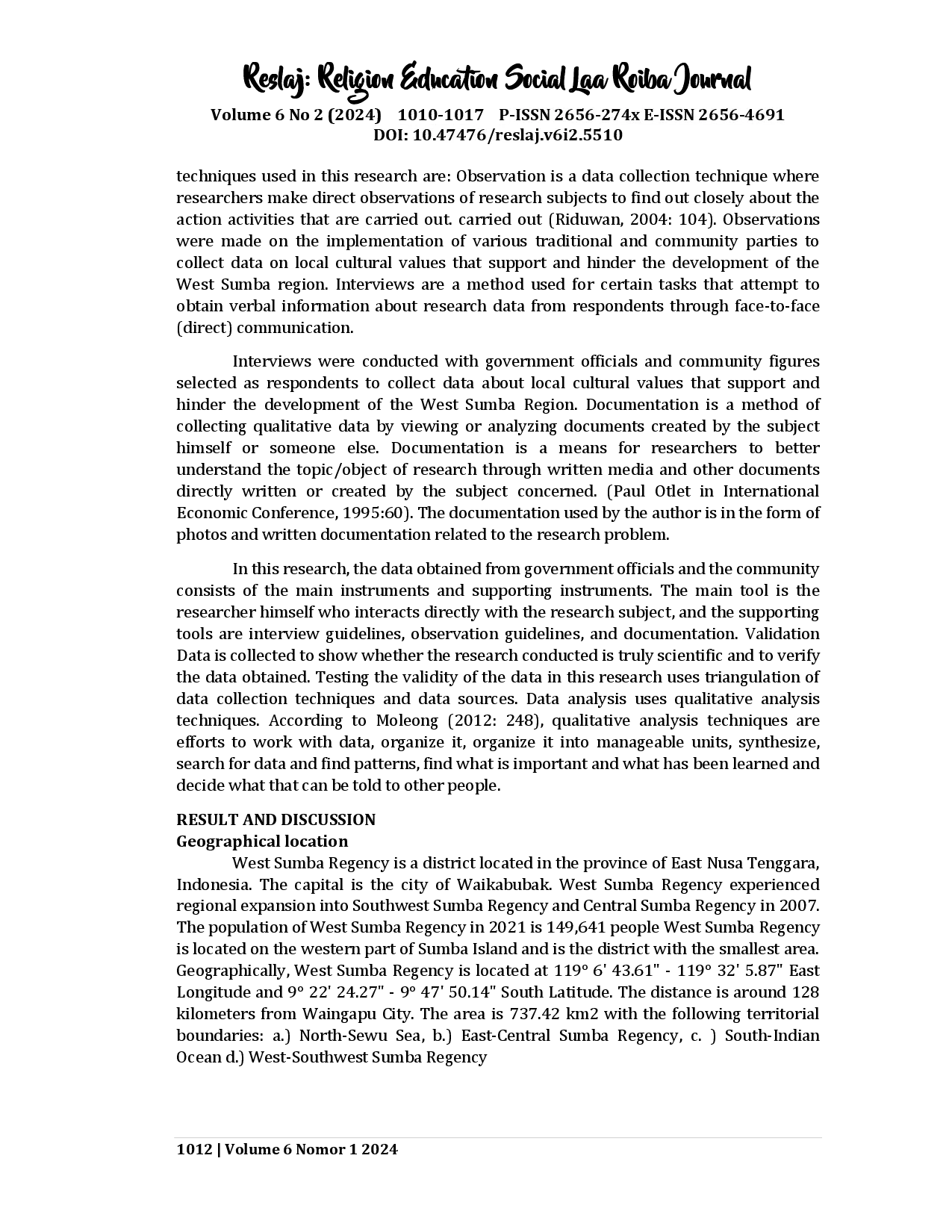 juris Local Cultural Values That Support and Inhibit West Sumba Regional Development