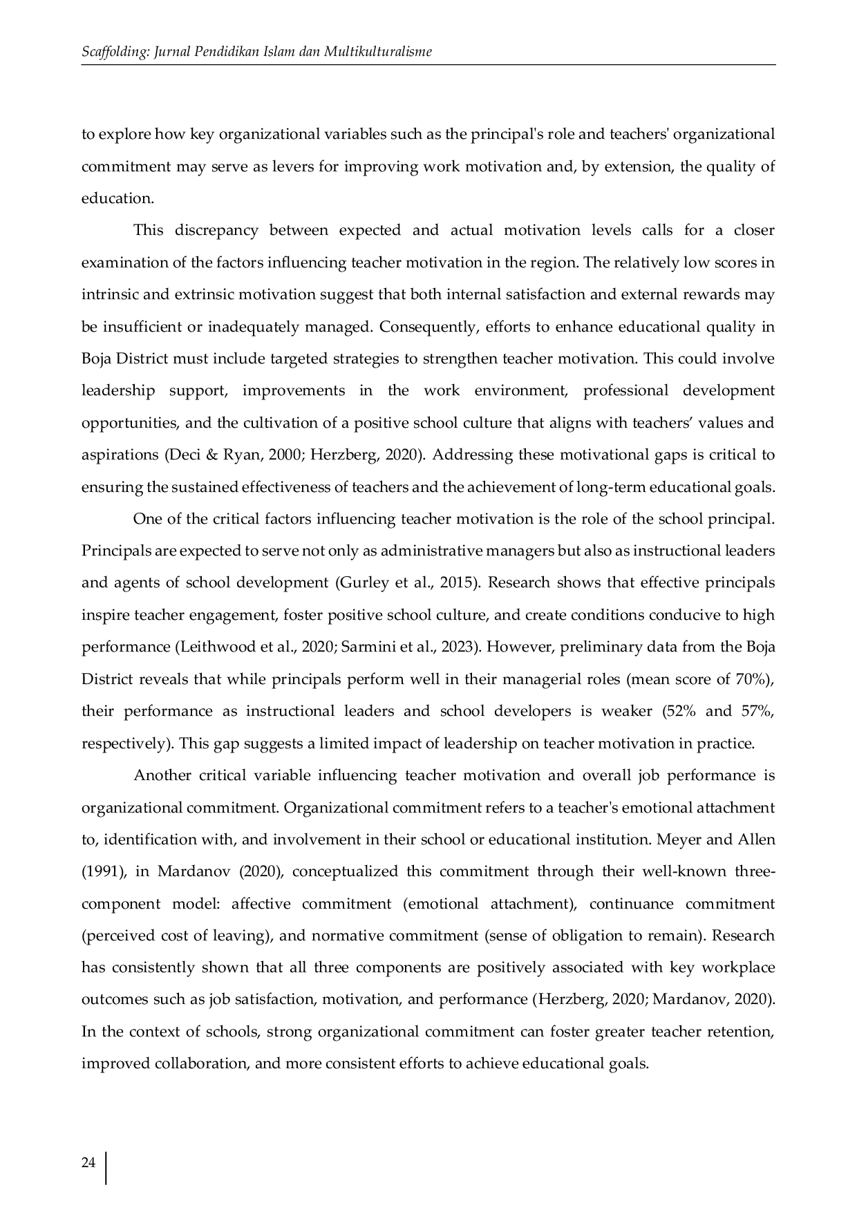 JURIS The Influence of Principal s Role and Organizational Commitment on Teachers Work Motivation in Public Elementary Schools