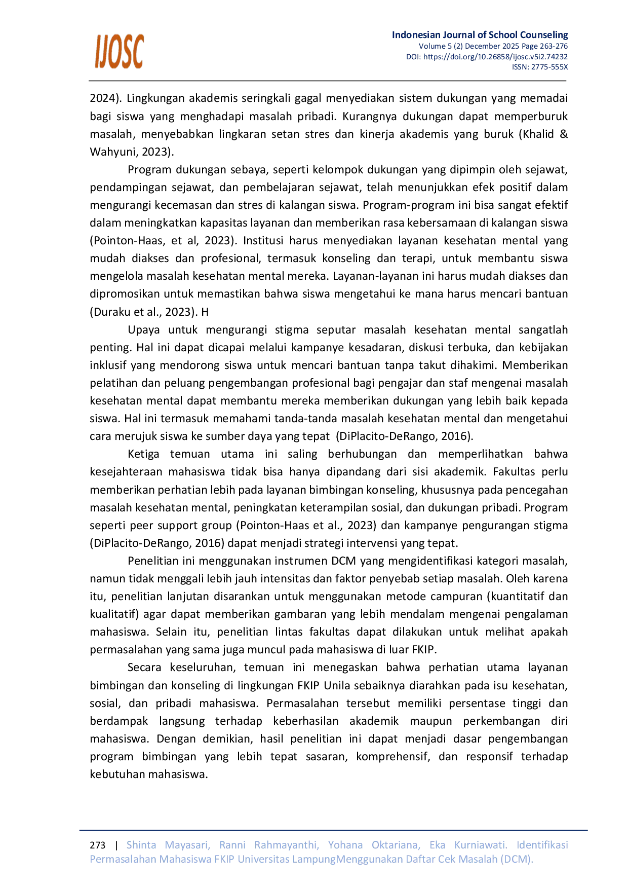 JURIS Identifikasi Permasalahan Mahasiswa FKIP Universitas Lampung Menggunakan Daftar Cek Masalah DCM