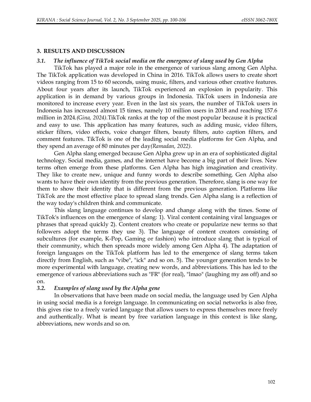 JURIS The Influence of TikTok Social Media on The Emergence of Slang Language Used by Gen Alpha