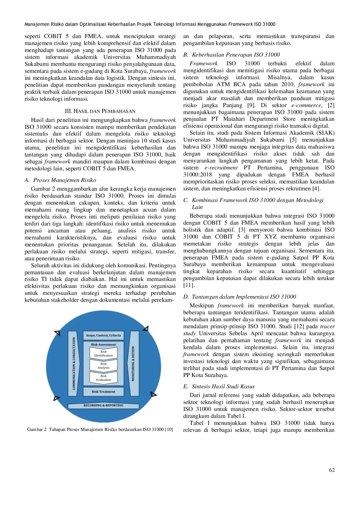 JURIS Manajemen Risiko dalam Optimalisasi Keberhasilan Proyek Teknologi Informasi Menggunakan Framework ISO 31000