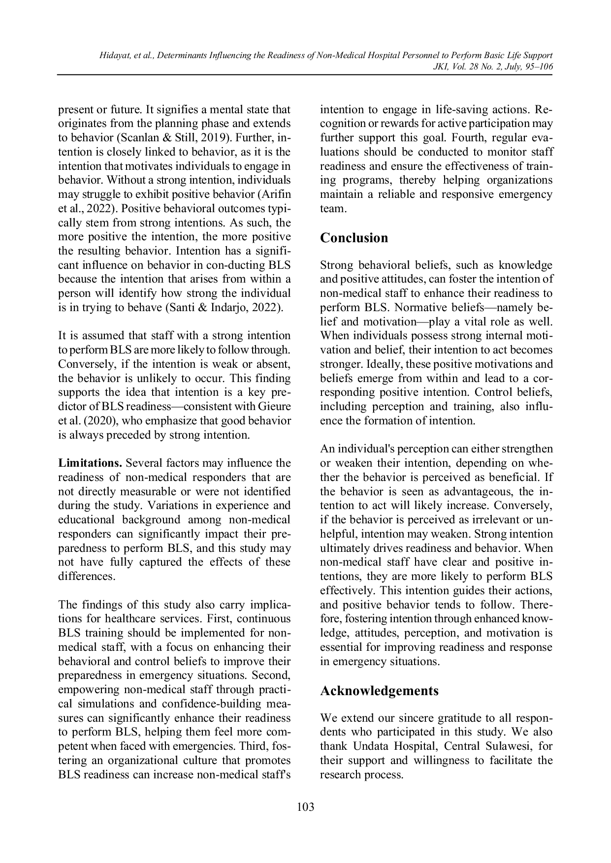 JURIS Determinants Influencing the Readiness of Non Medical Hospital Personnel to Perform Basic Life Support