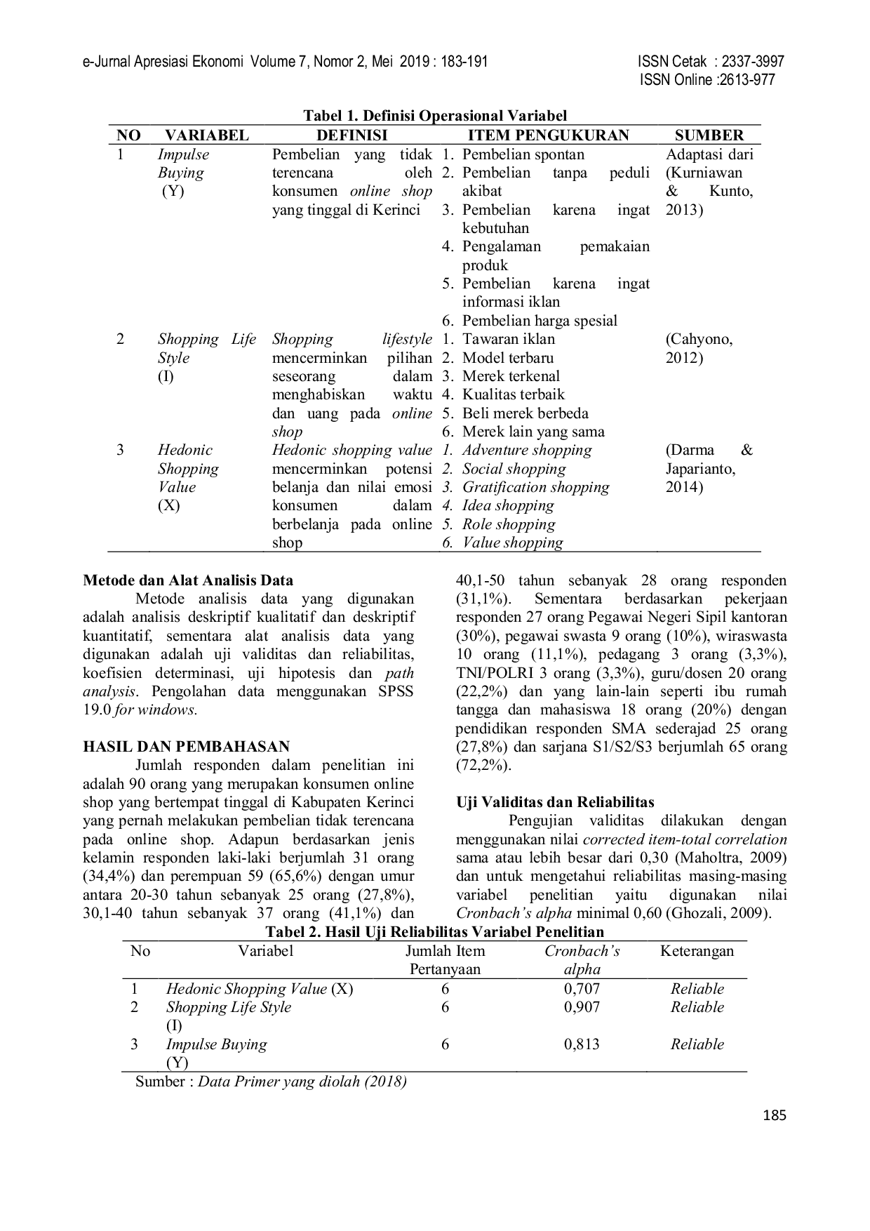 JURIS Shopping Lifestyle as a Mediation Variable in the Effect of Hedonic Shopping Value on Buying Impulse in Online Shop