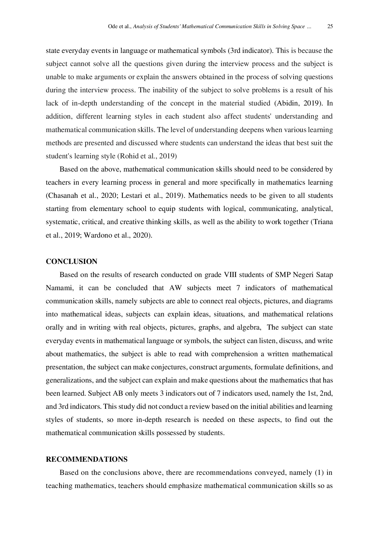 JURIS Analysis of Students Mathematical Communication Skills in Solving Space Building Problems