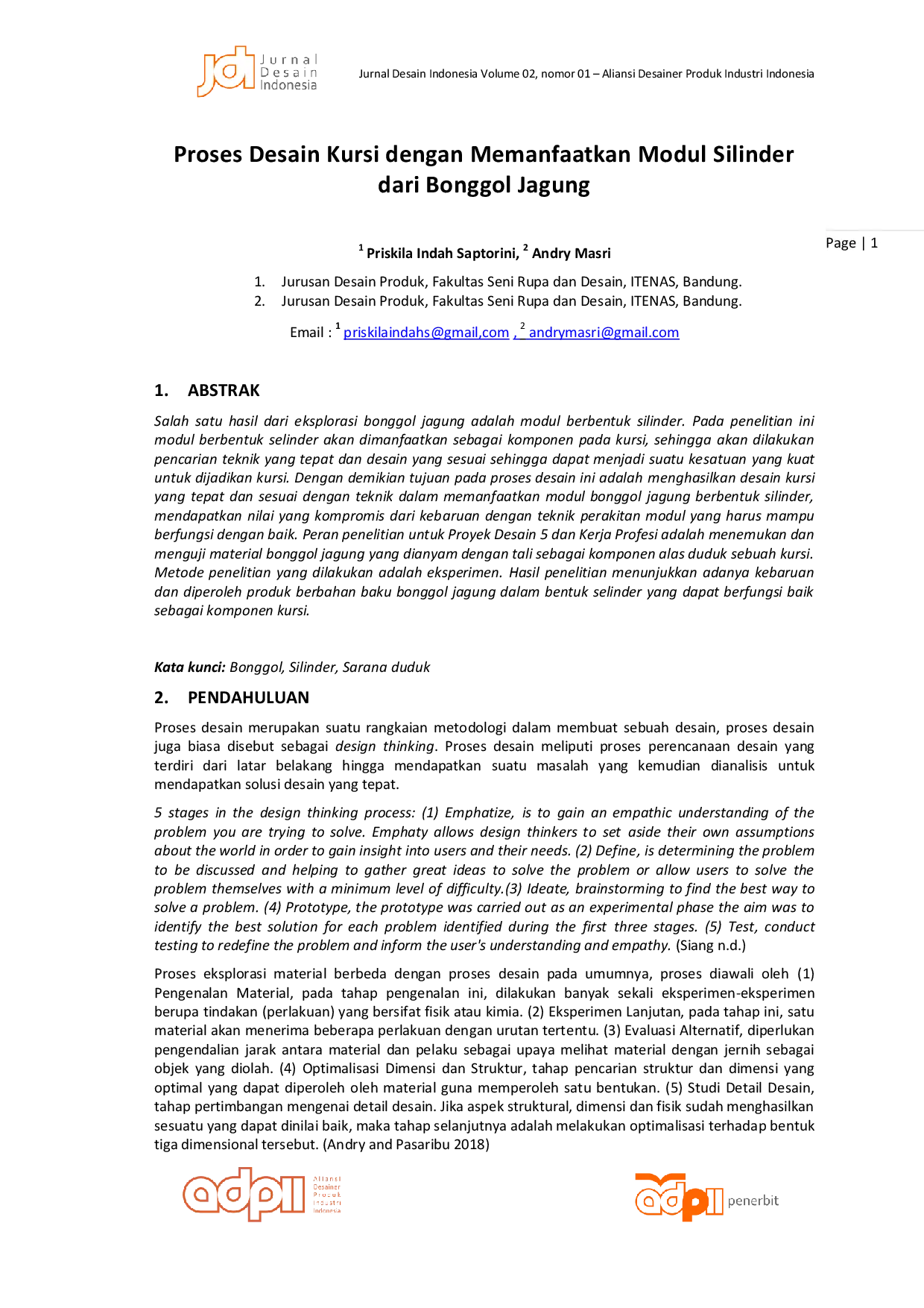 JURIS Proses Desain Kursi dengan Memanfaatkan Modul Silinder dari Bonggol Jagung