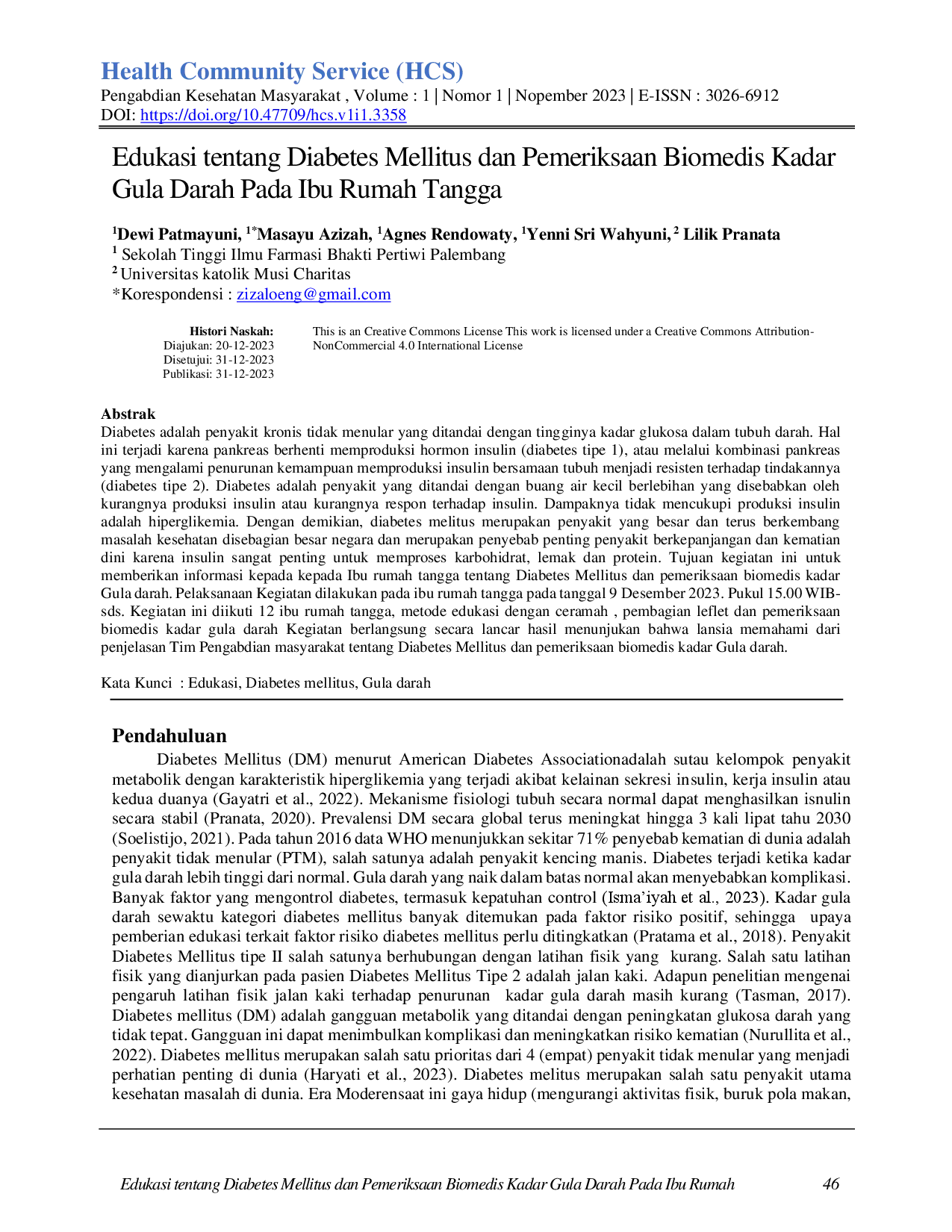 juris Edukasi tentang Diabetes Mellitus dan Pemeriksaan Biomedis Kadar Gula Darah Pada Ibu Rumah Tangga