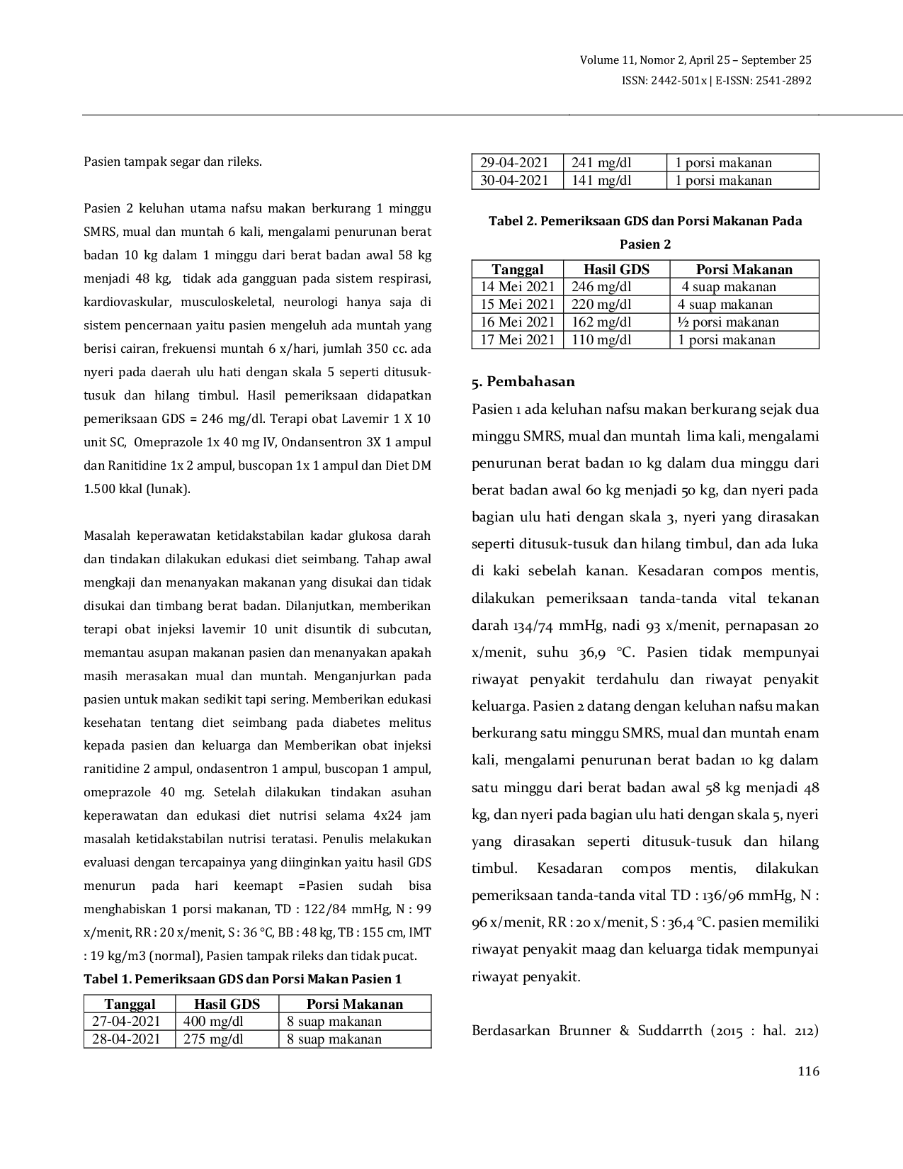 JURIS Penerapan Edukasi Diet Seimbang Untuk Mengatasi Ketidakstabilan Kadar Glukosa Darah Di Rs Uki Pusdikkes Jakarta