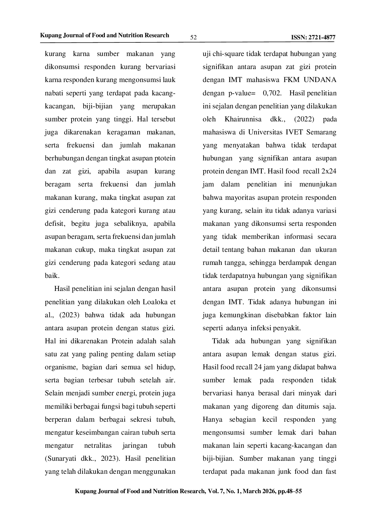 JURIS Hubungan Tingkat Stres dan Asupan Zat Gizi Makro dengan Status Gizi pada Mahasiswa Tingkat Akhir Jurusan Gizi Kemenkes Poltekkes Kupang Tahun 2025