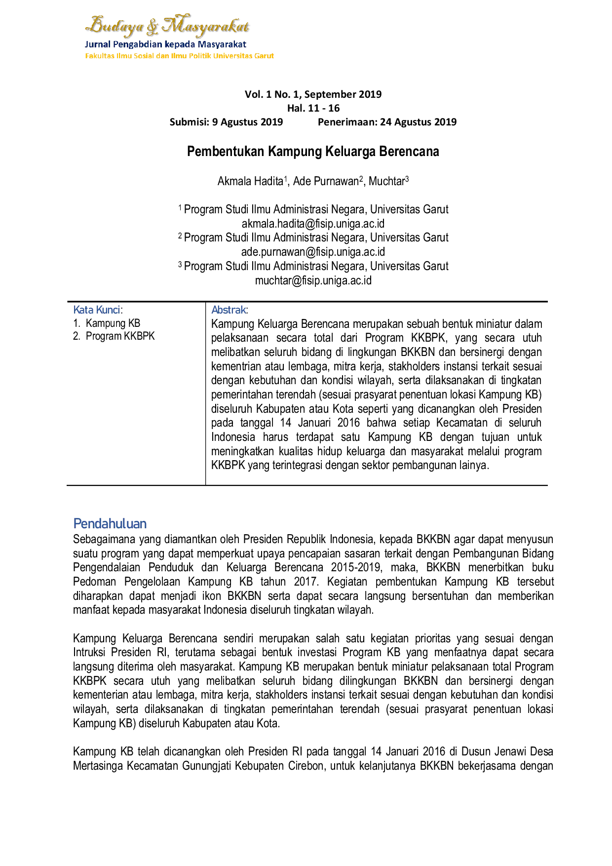 JURIS Pembentukan Kampung Keluarga Berencana