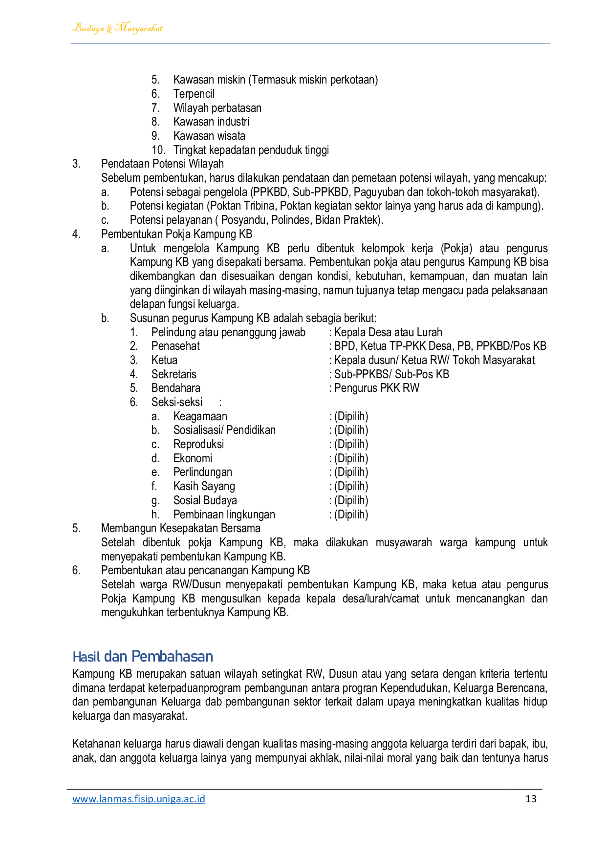 JURIS Pembentukan Kampung Keluarga Berencana