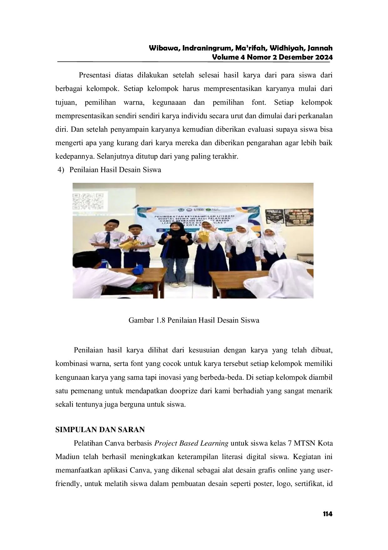 JURIS Peningkatan Keterampilan Literasi Digital Berbasis Project Based Learning Pada Siswa Kelas 7 MTSN Kota Madiun