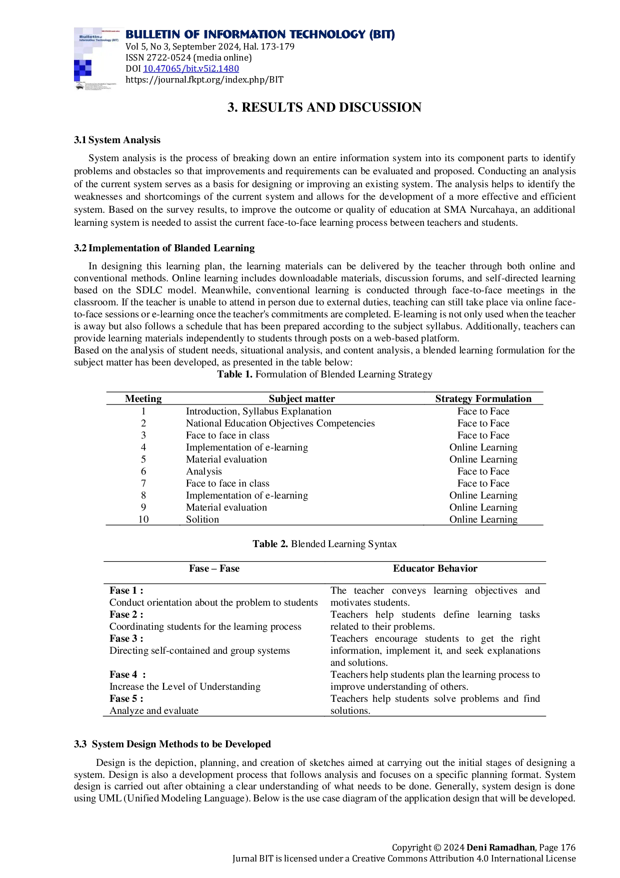 JURIS Design and Development of an SDLC Based E Learning Application as a Learning Medium Using the Blended Learning Model