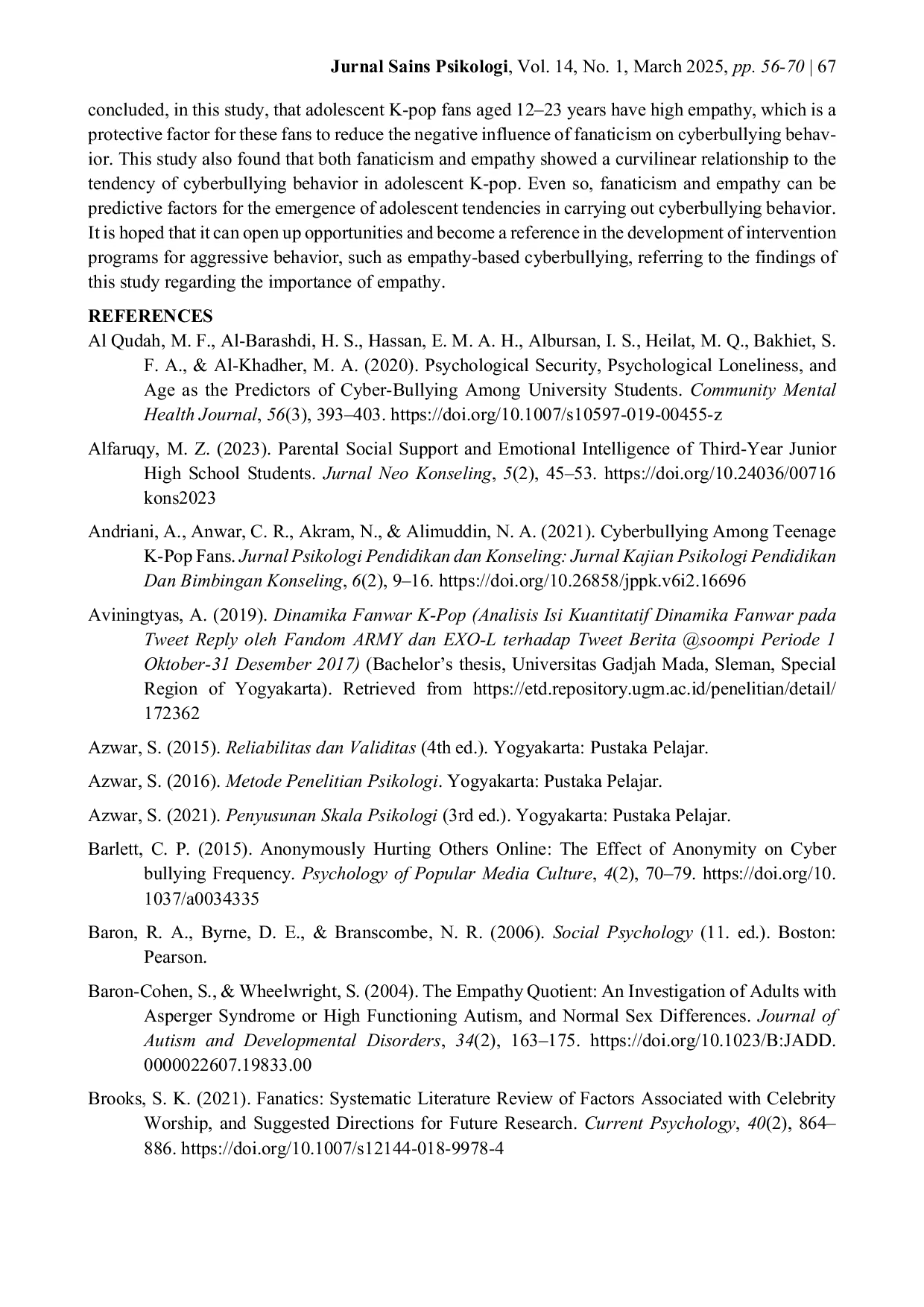 JURIS The Moderating Role of Empathy in the Relationship Between Fanaticism and Cyberbullying Among Adolescent K pop Fans on Social Media