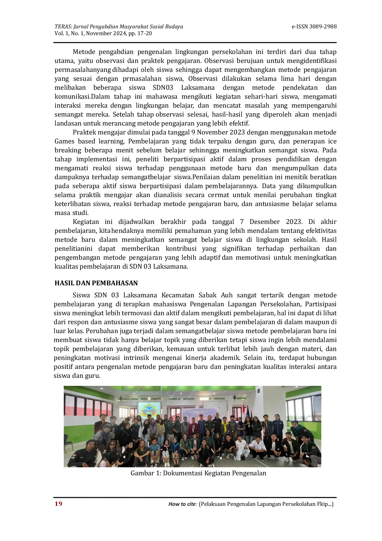 JURIS Pelaksaan Pengenalan Lapangan Persekolahan Fkip Universitas Muhamadiya Makasar Siswa Sdn 03 Minasupa
