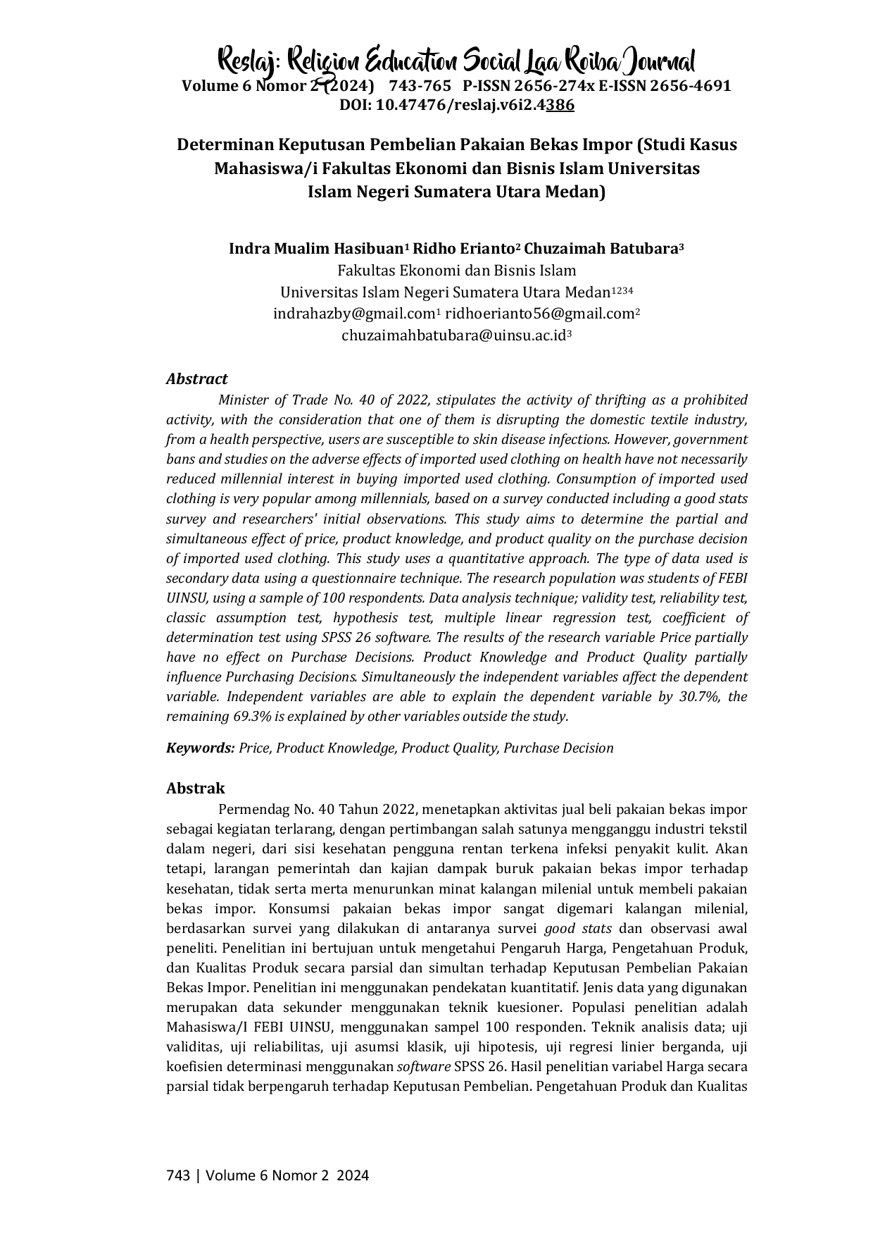 juris Determinan Keputusan Pembelian Pakaian Bekas Impor