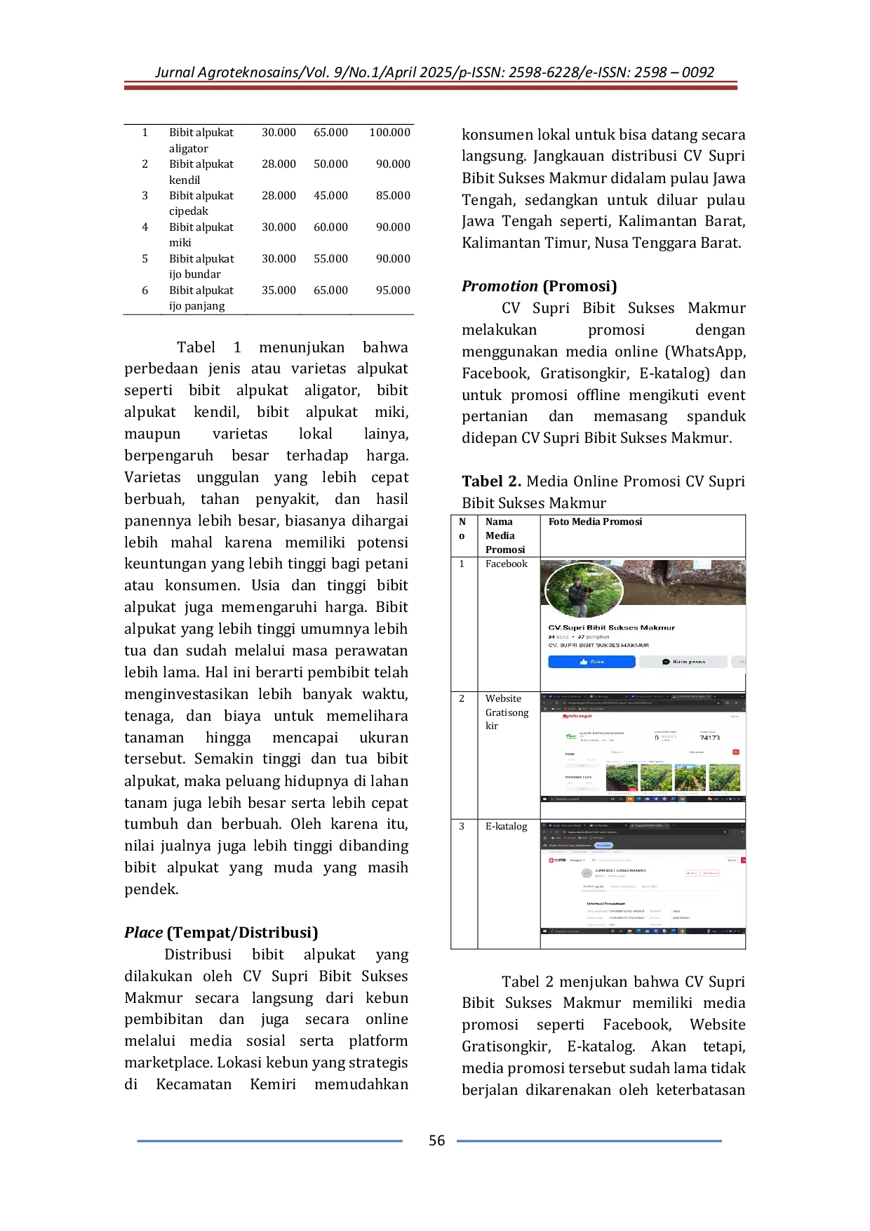 JURIS Implementasi Marketing Mix 7P untuk Meningkatkan Penjualan Bibit Alpukat di CV Supri Bibit Sukses Makmur