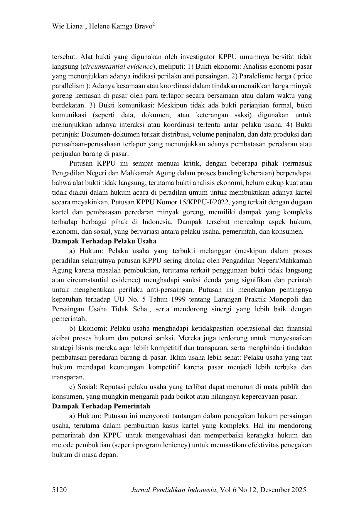 JURIS Tinjauan Yuridis terhadap Kartel Minyakita di Indonesia Studi Kasus Putusan KPPU Nomor 15 KPPU I 2022