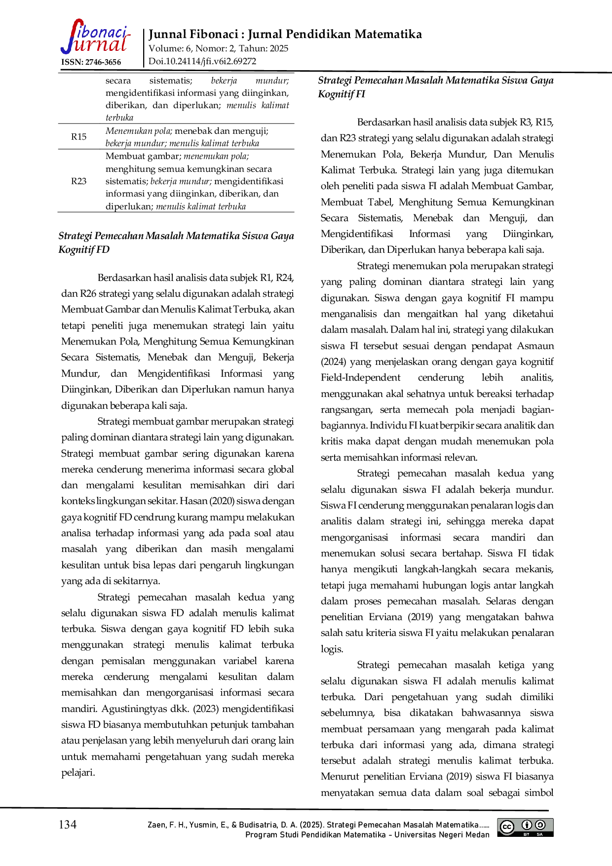 JURIS Strategi Pemecahan Masalah Matematika Berdasarkan Gaya Kognitif Siswa di Sekolah Menengah