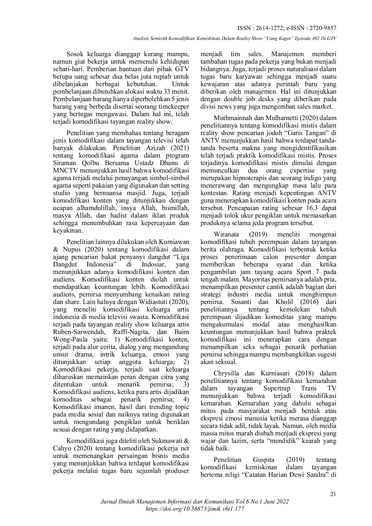 JURIS Analisis Semiotik Komodifikasi Kemiskinan Dalam Reality Show Uang Kaget Ay Episode 482 Di GTV