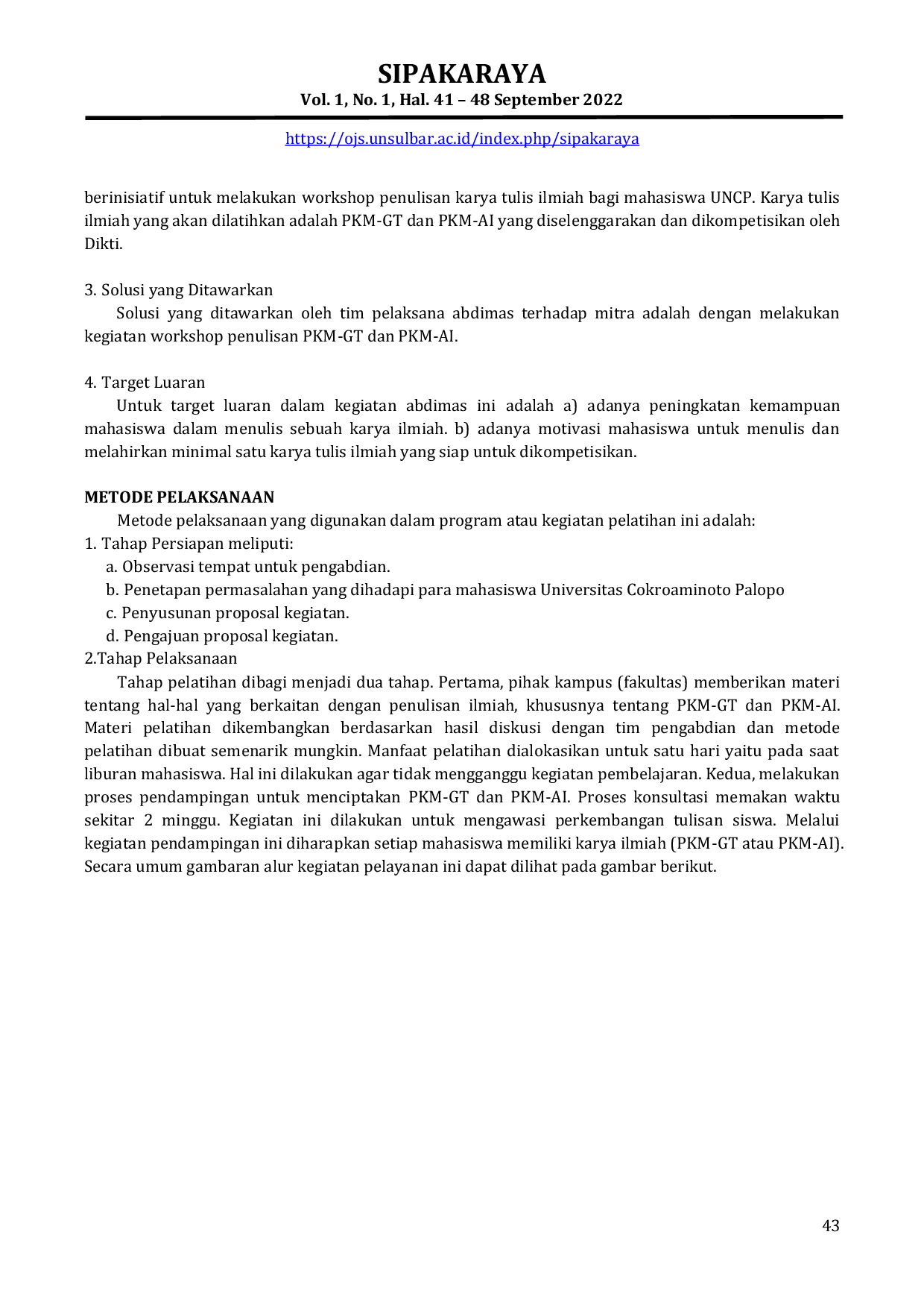 JURIS Workshop Penulisan PKM GT dan PKM AI Pada Mahasiswa Universitas Cokroaminoto Palopo