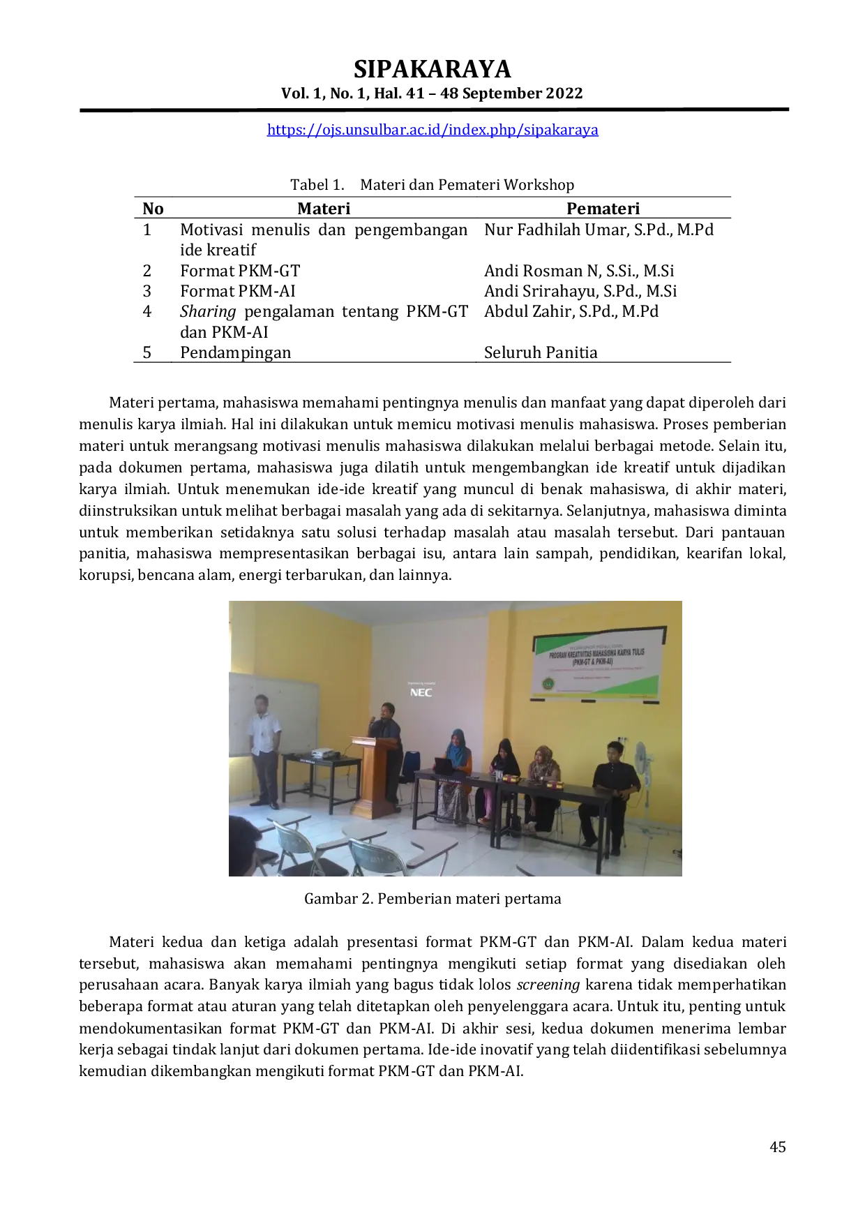 JURIS Workshop Penulisan PKM GT dan PKM AI Pada Mahasiswa Universitas Cokroaminoto Palopo