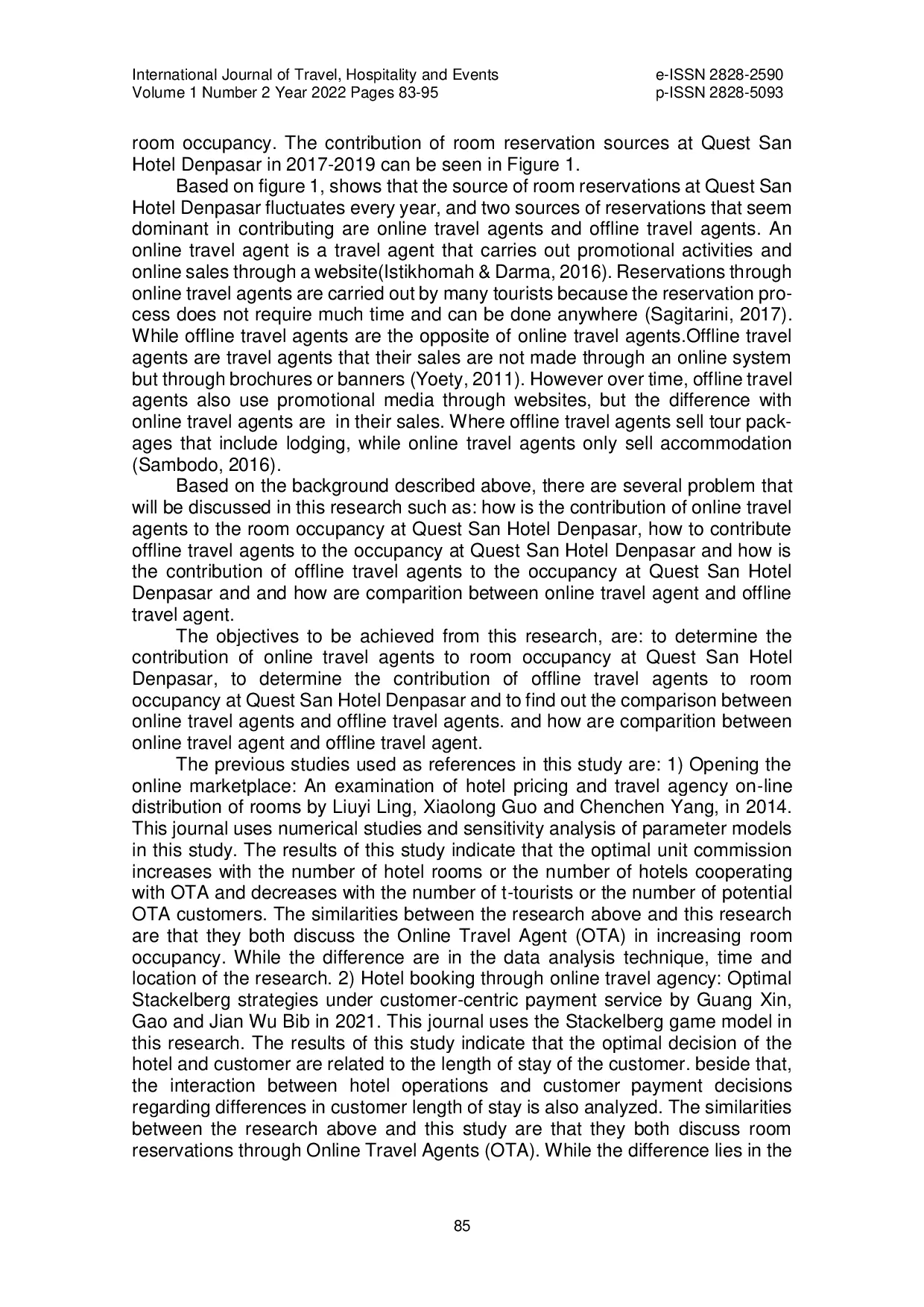 JURIS Analysis of Online and Offline Travel Agents Contribution to Room Occupancy