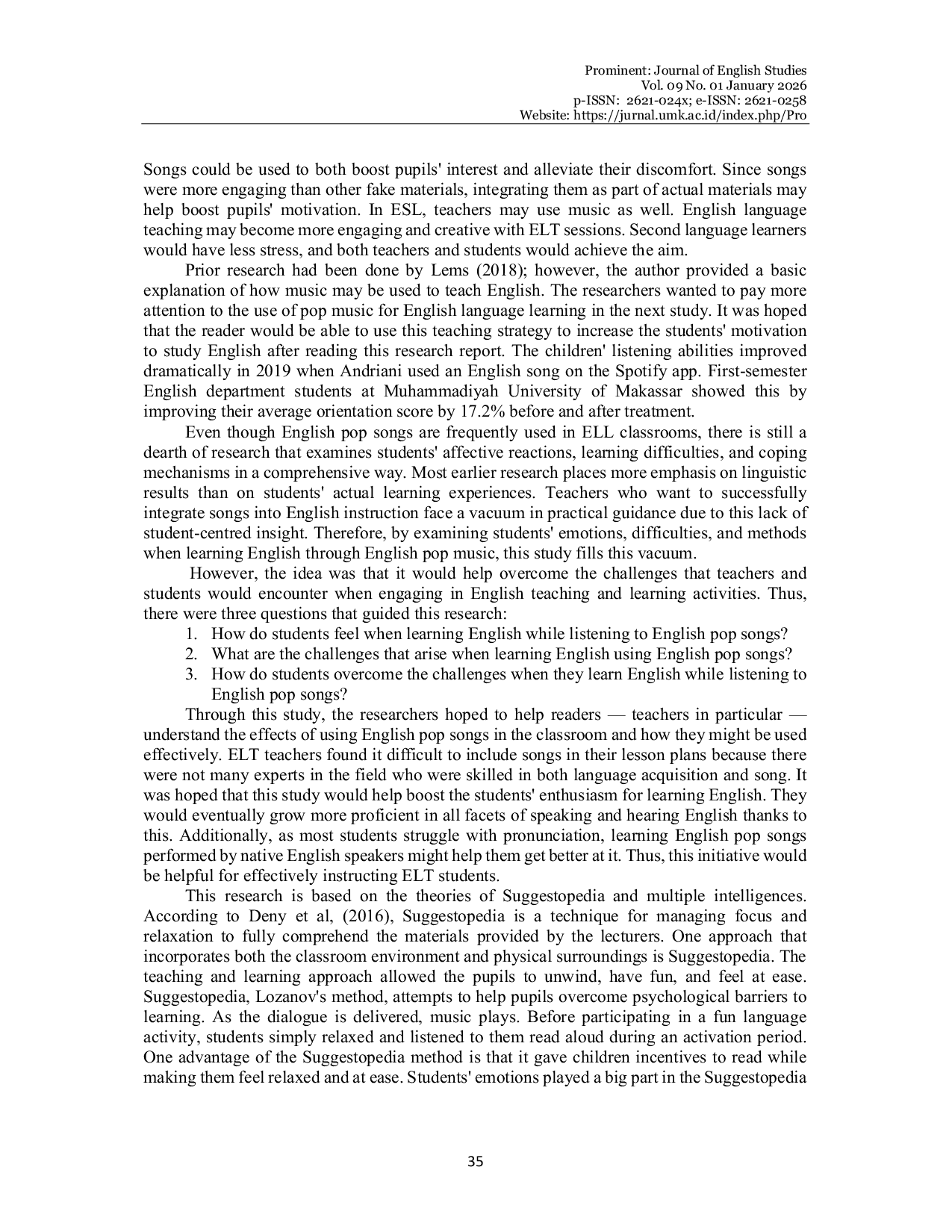 JURIS Students Perception on the Use of Pop Songs in English Language Learning