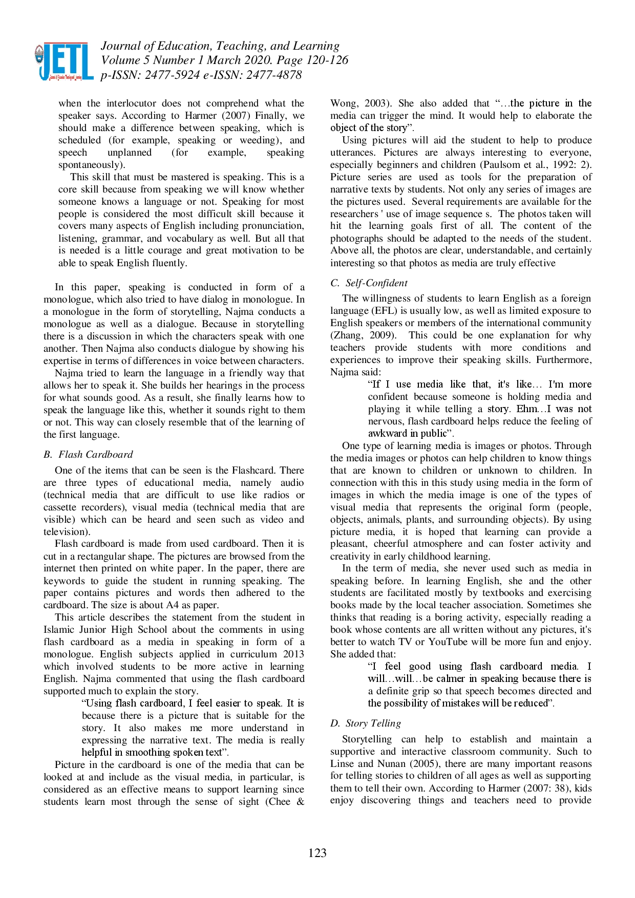 juris Learning Speaking Using Flash Cardboard English as a Foreign Language Students Perception