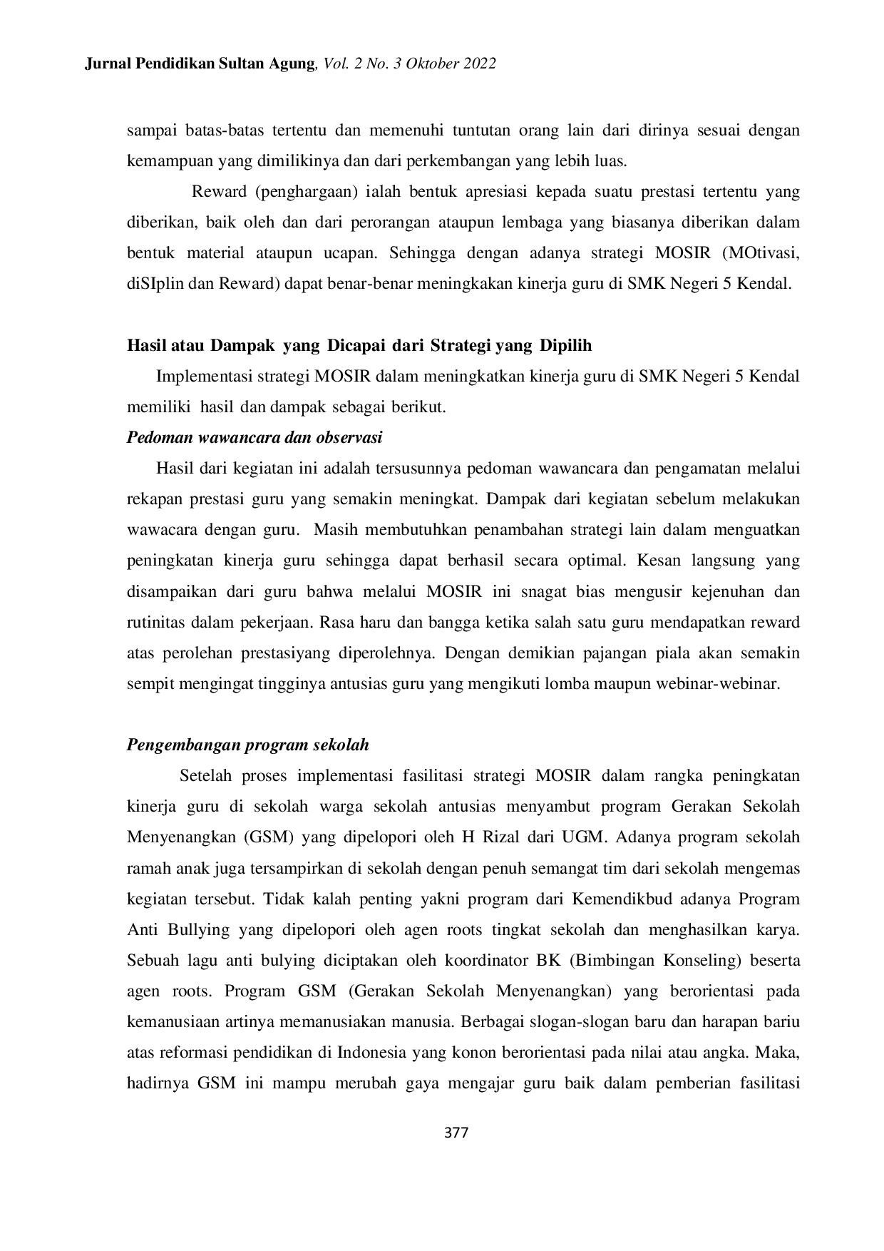 JURIS Best Practice Strategi Mosir Tingkatkan Kinerja Guru di SMK Negeri 5 Kendal Tahun Ajaran 2021 2022