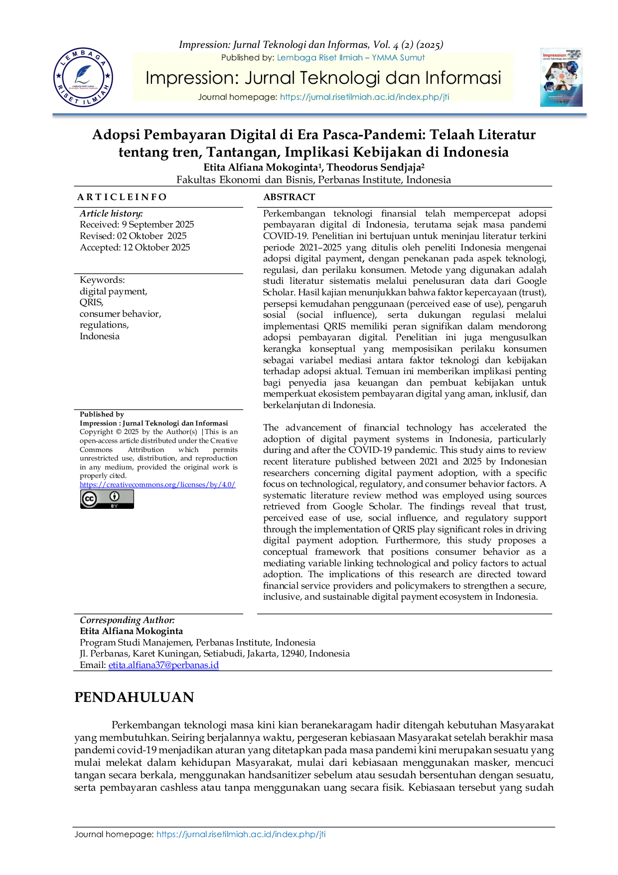 JURIS Adopsi Pembayaran Digital di Era Pasca Pandemi Telaah Literatur tentang tren Tantangan Implikasi Kebijakan di Indonesia