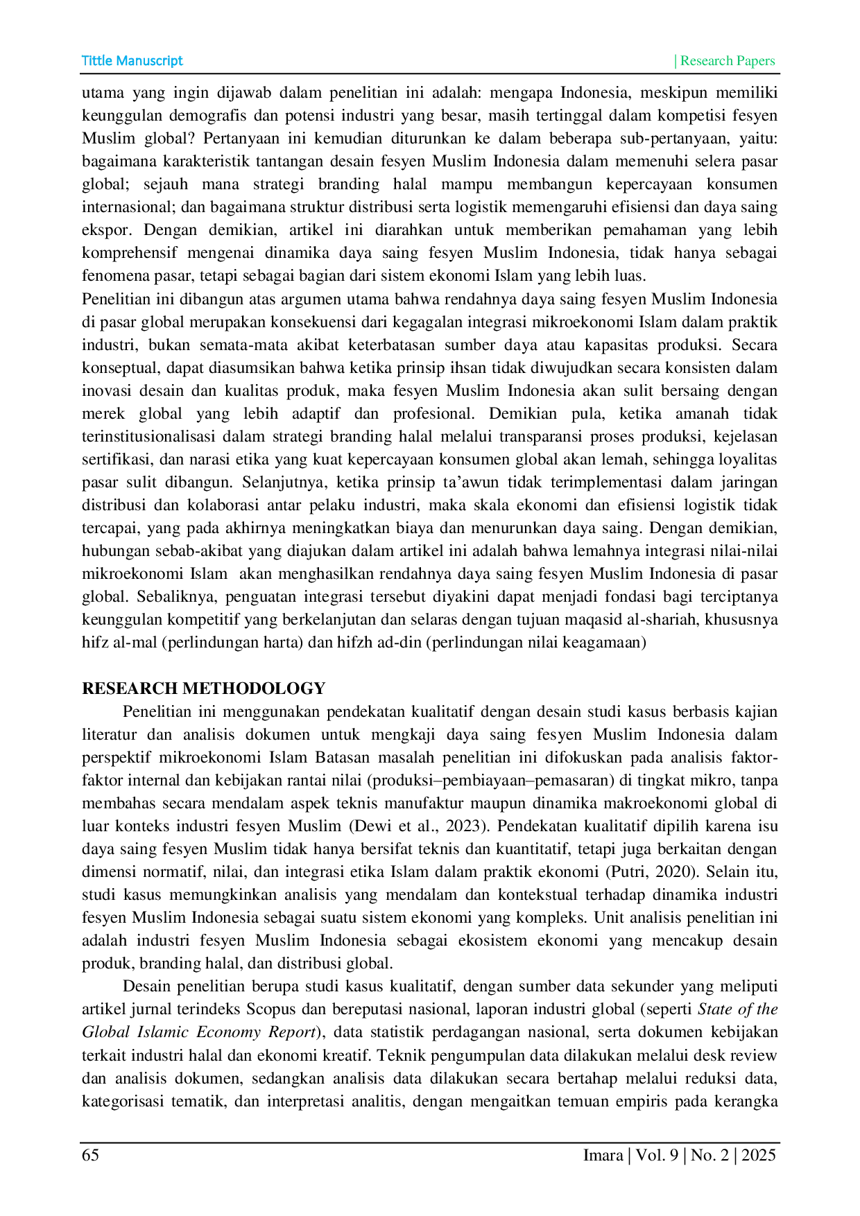 JURIS Mengapa Fesyen Muslim Indonesia Tertinggal di Pasar Global Analisis Mikroekonomi Islam atas Desain Branding Halal dan Distribusi