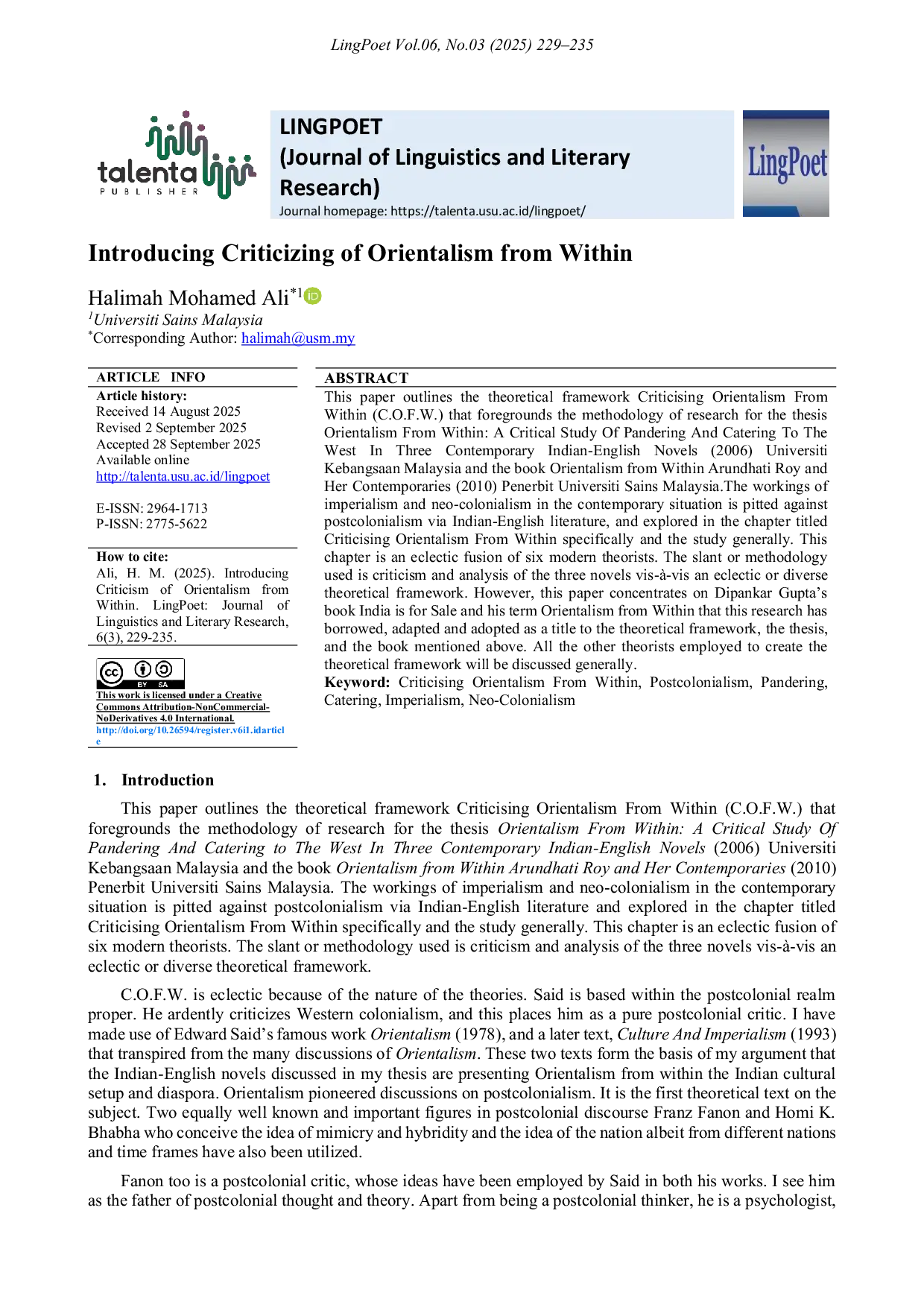 JURIS Introducing Criticizing of Orientalism from Within