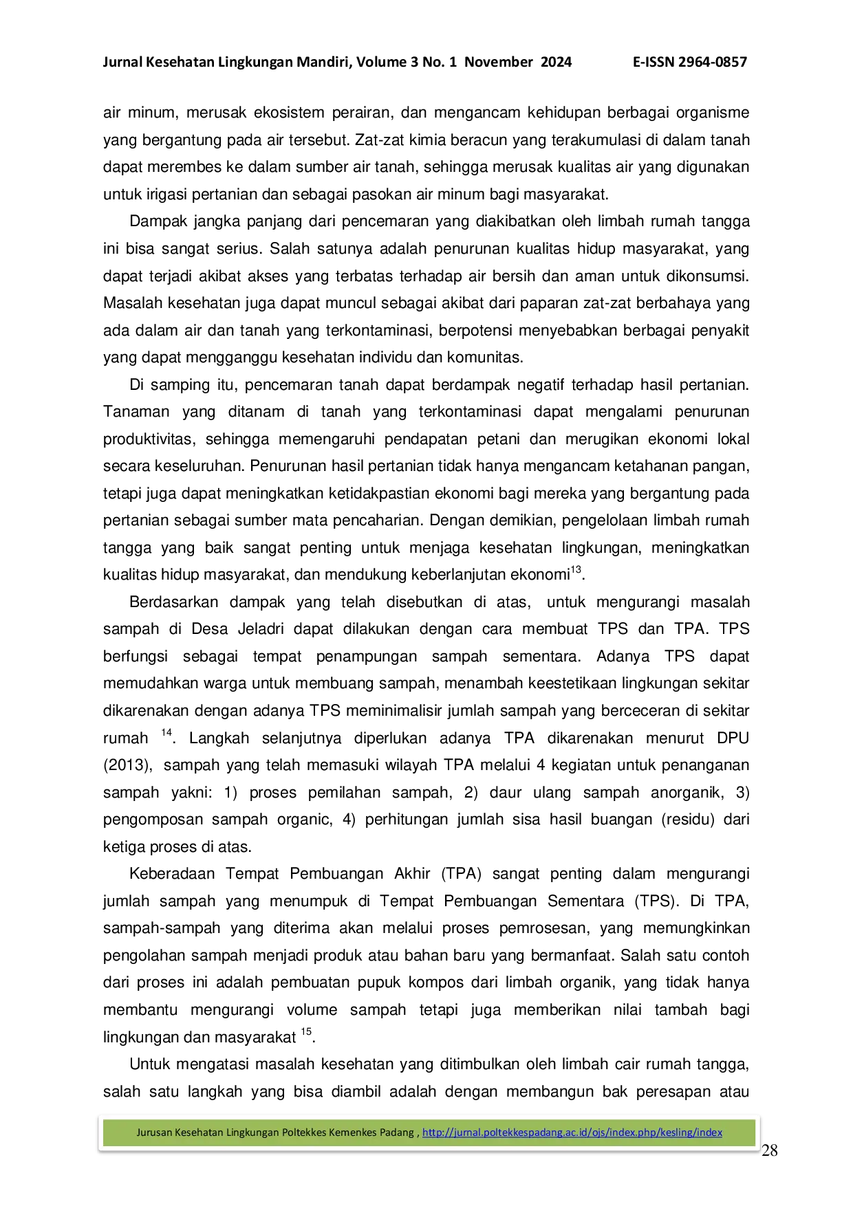 JURIS Analisis Tingkat Kepedulian Masyarakat Desa Jeladri Winongan Kabupaten Pasuruan Terhadap Kesehatan Lingkungan