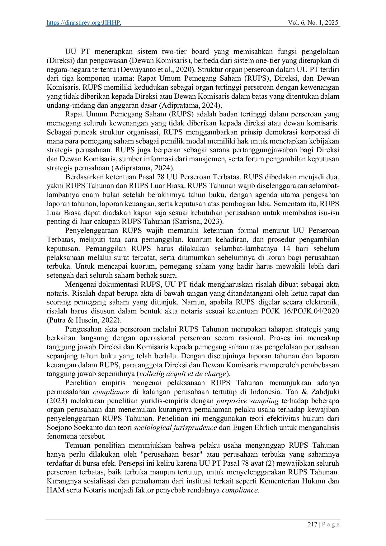 JURIS Tinjauan Yuridis Pengesahan Keputusan Rapat Umum Pemegang Saham Ditinjau Dari Undang Undang No 40 Tahun 2007 Tentang Perseroan Terbatas Studi Putusan PN Jakarta Barat 825 PDT P 2019 PN JKT BRT