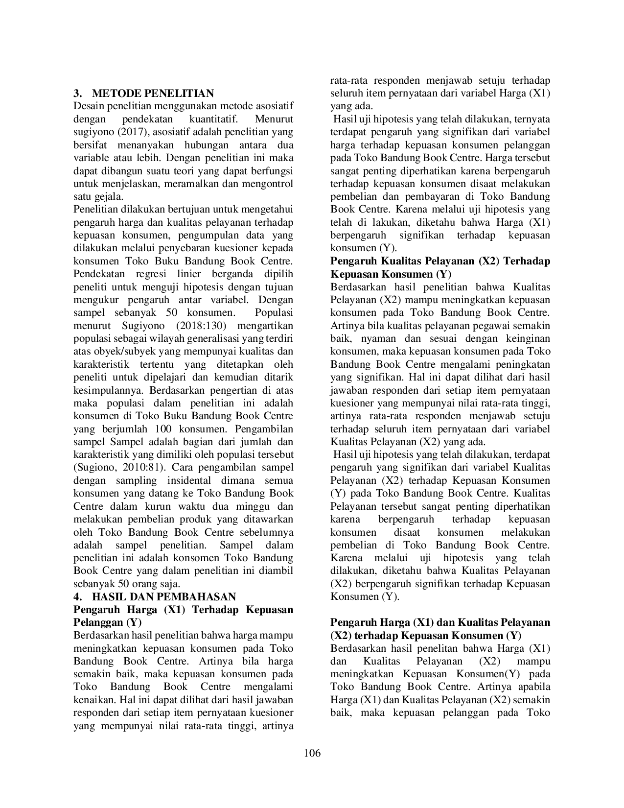 JURIS Pengaruh Harga Dan Kualitas Pelayanan Terhadap Kepuasan Konsumen Di Toko Bandung Book Centre