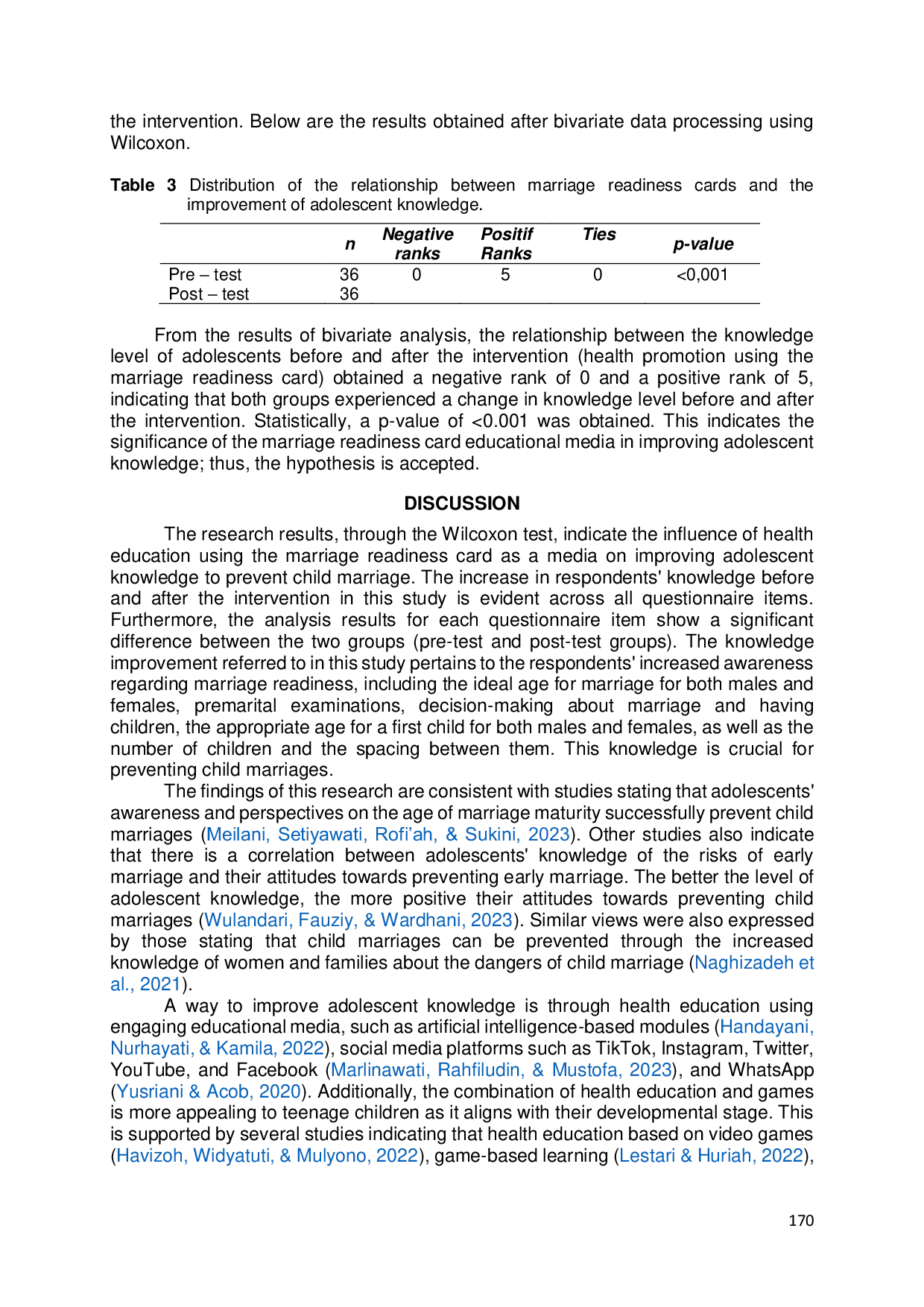 JURIS Marriage Readiness Cards and Adolescent Knowledge Addressing Child Marriage