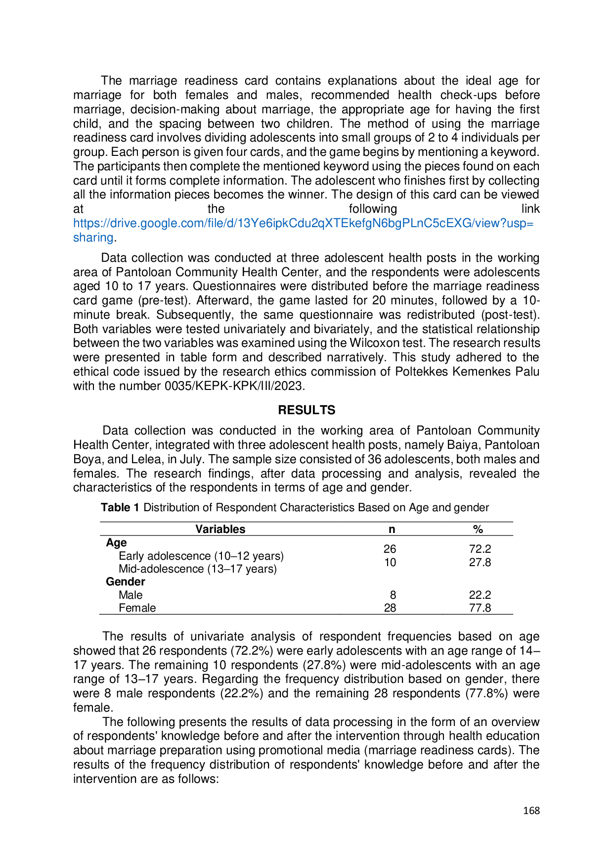 JURIS Marriage Readiness Cards and Adolescent Knowledge Addressing Child Marriage