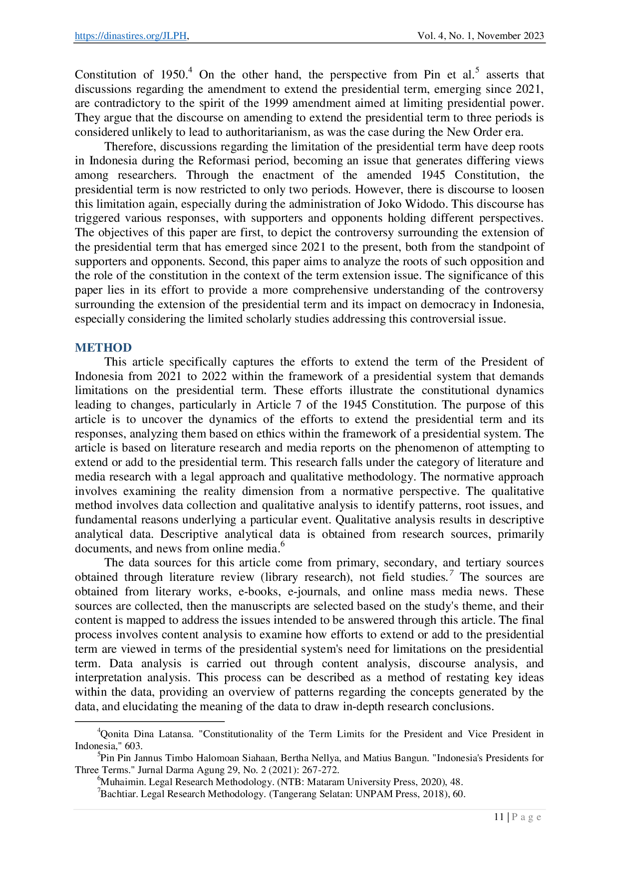 juris The urgency of limiting the presidential term by the constitution in the discourse of extending the term of the President of Indonesia
