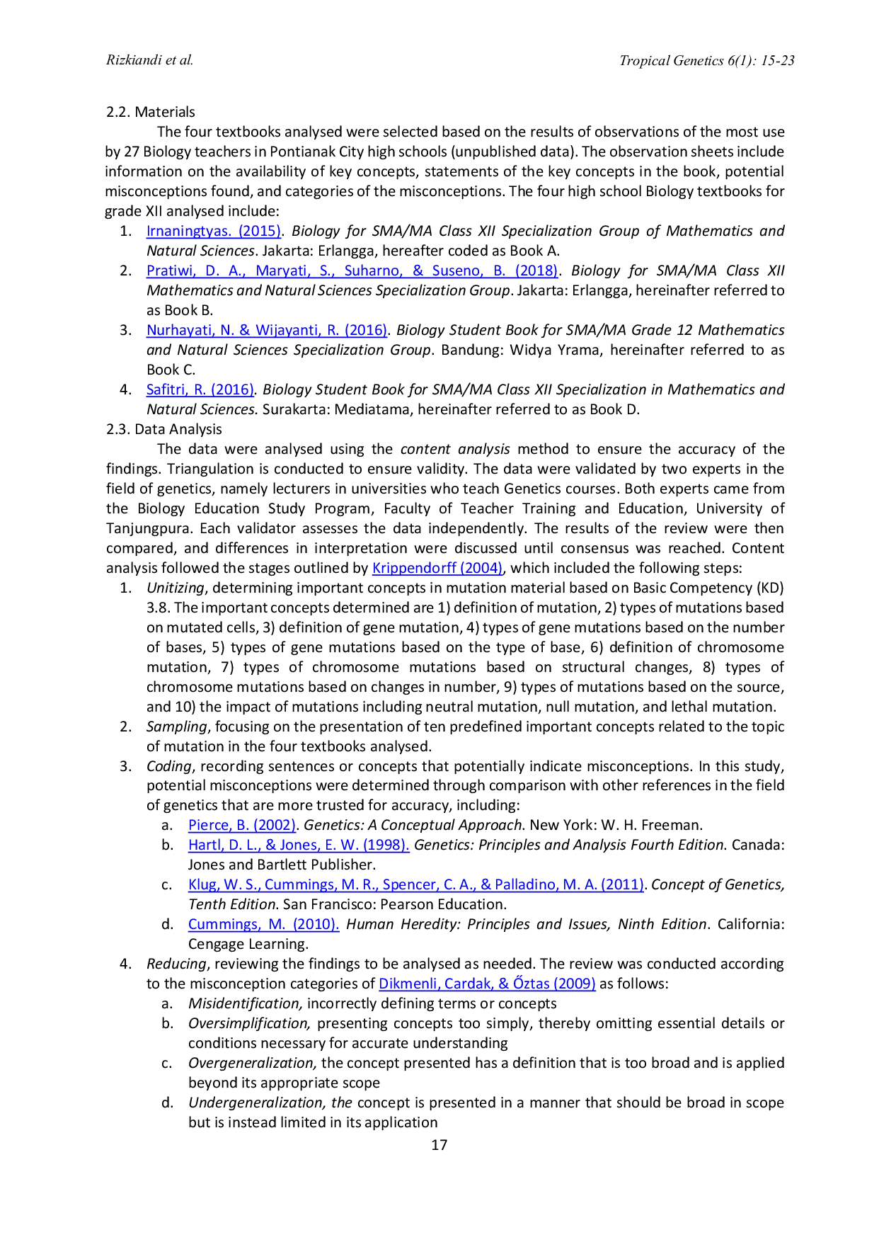 JURIS Identification and Categorization of Misconceptions on Mutations in Highschool Biology Textbooks