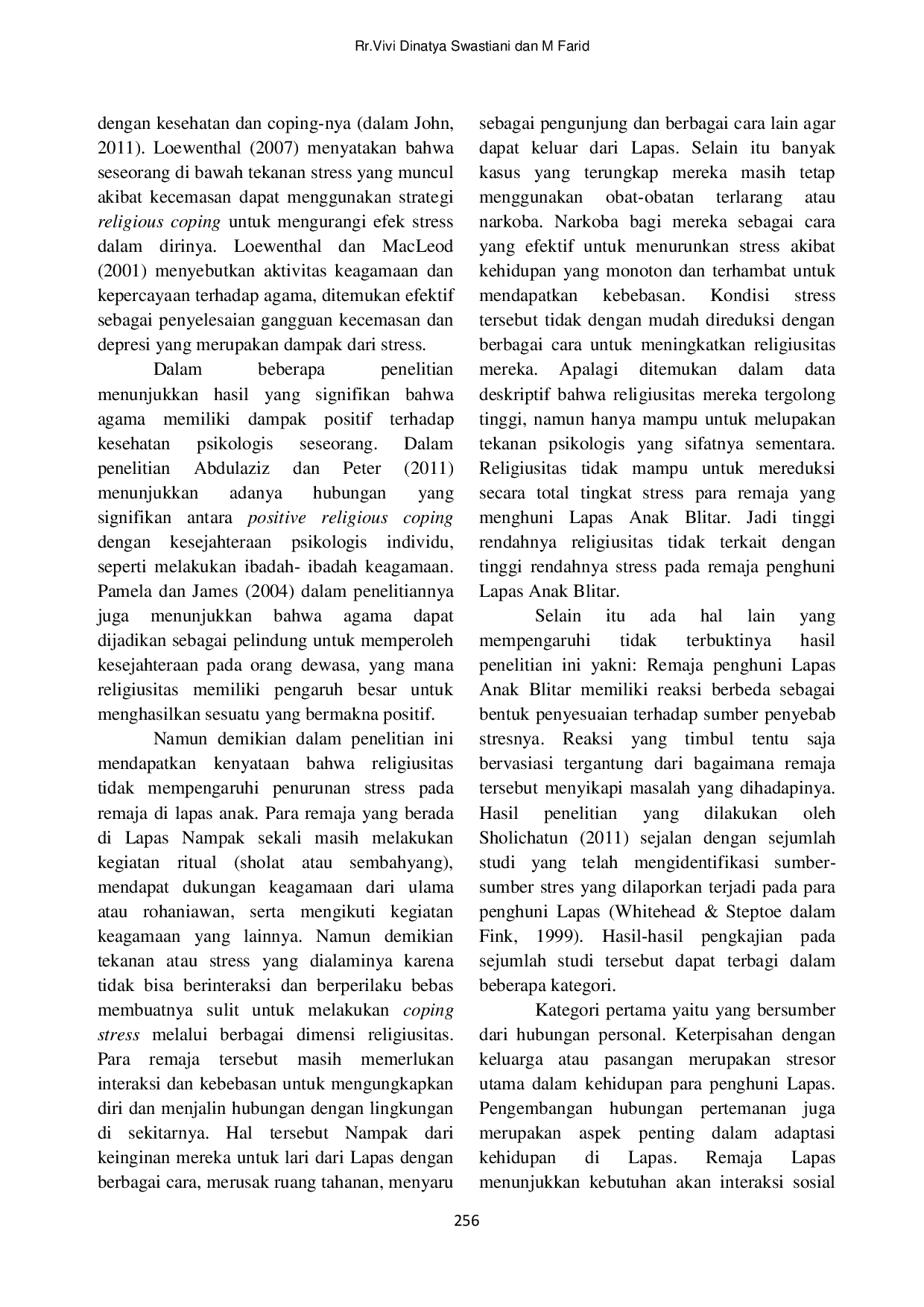 JURIS Dukungan Sosial Religiusitas dan Stress pada Remaja di Lapas Anak Blitar