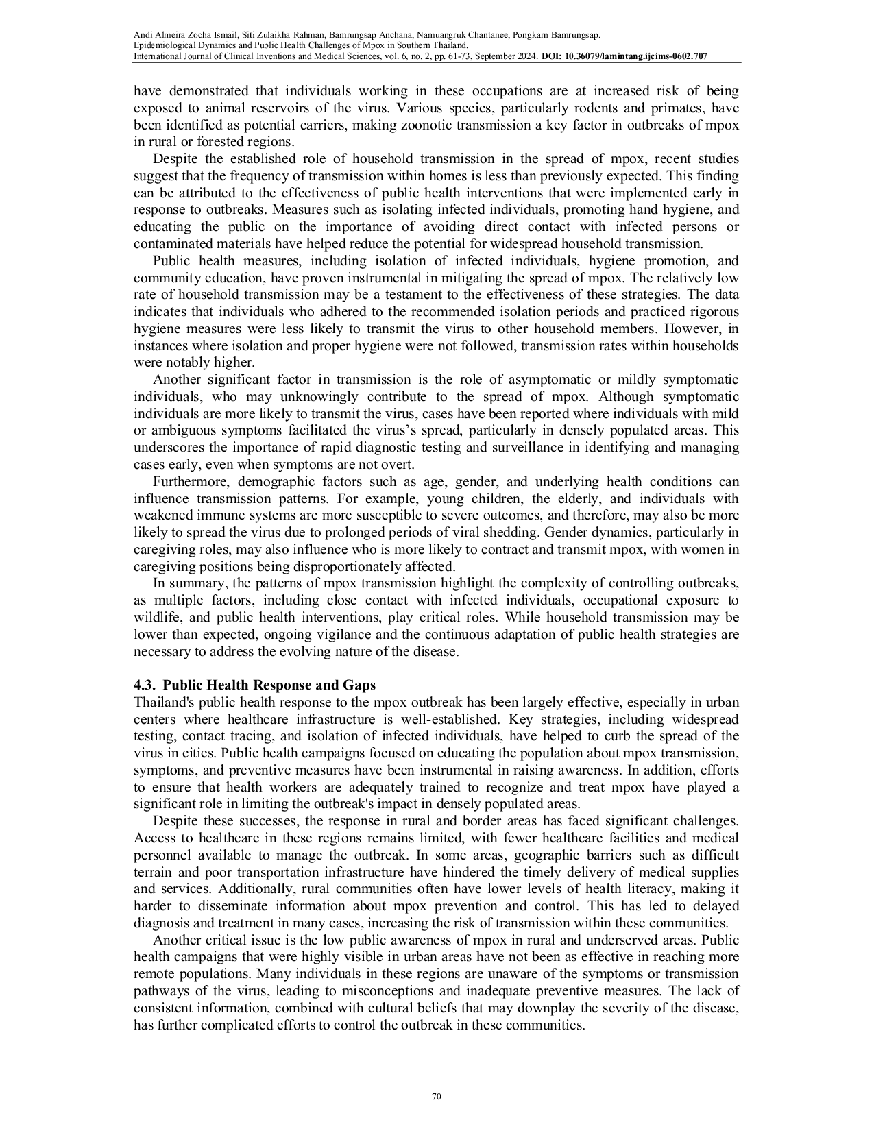 JURIS Epidemiological Dynamics and Public Health Challenges of Mpox in Southern Thailand