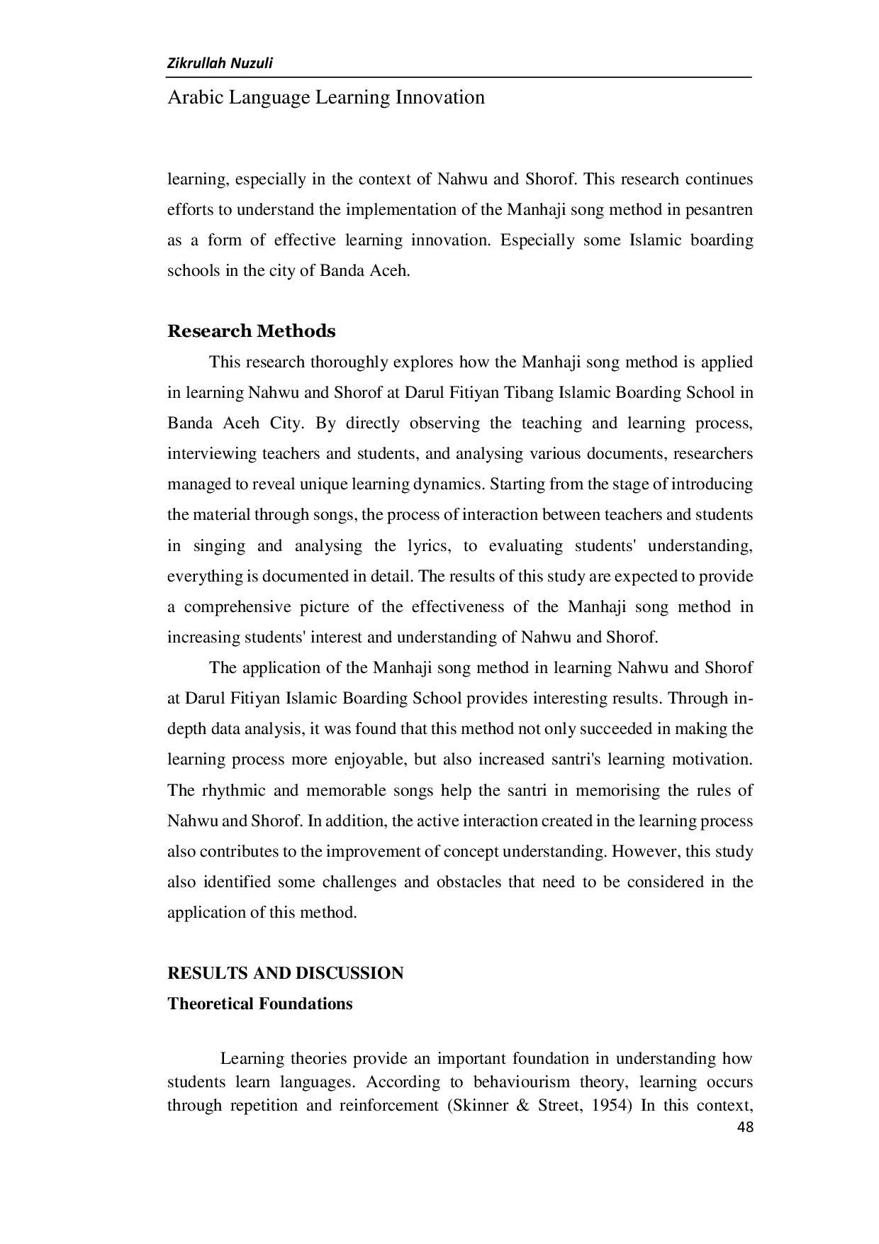 JURIS INOVASI PEMBELAJARAN BAHASA ARAB MANHAJI LAGU SEBAGAI MEDIA