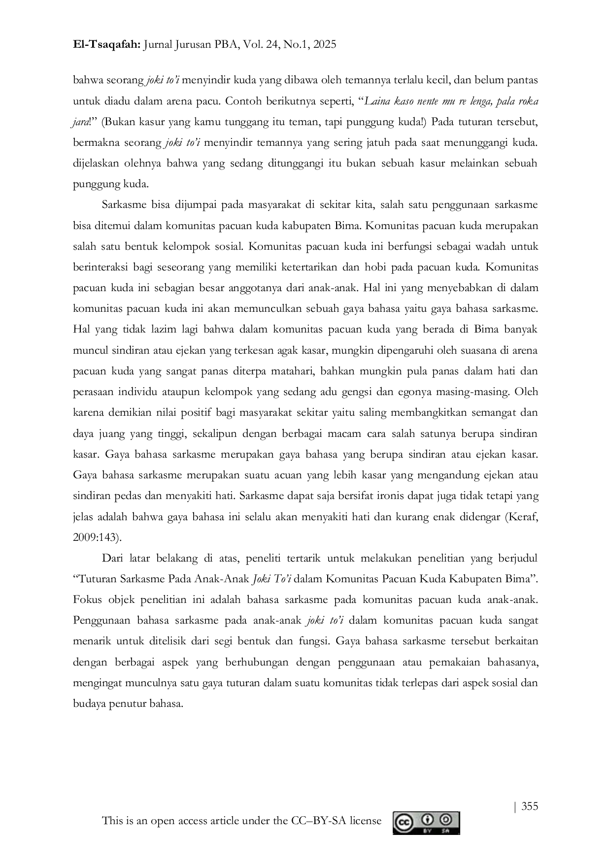 JURIS Tuturan Sarkasme Pada Anak Anak Joki To i Dalam Komunitas Pecinta Pacuan Kuda Di Kabupaten Bima