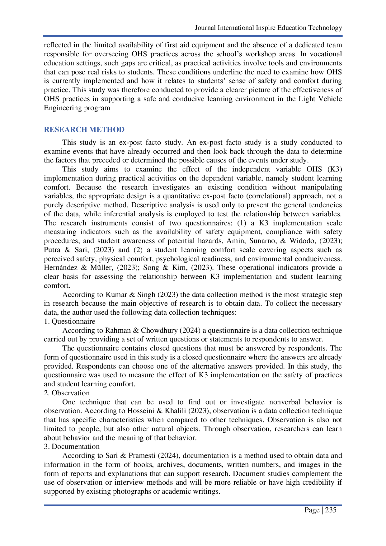 JURIS The Effect of Occupational Health and Safety Implementation on Practical Safety and Learning Comfort in the Light Vehicle Engineering